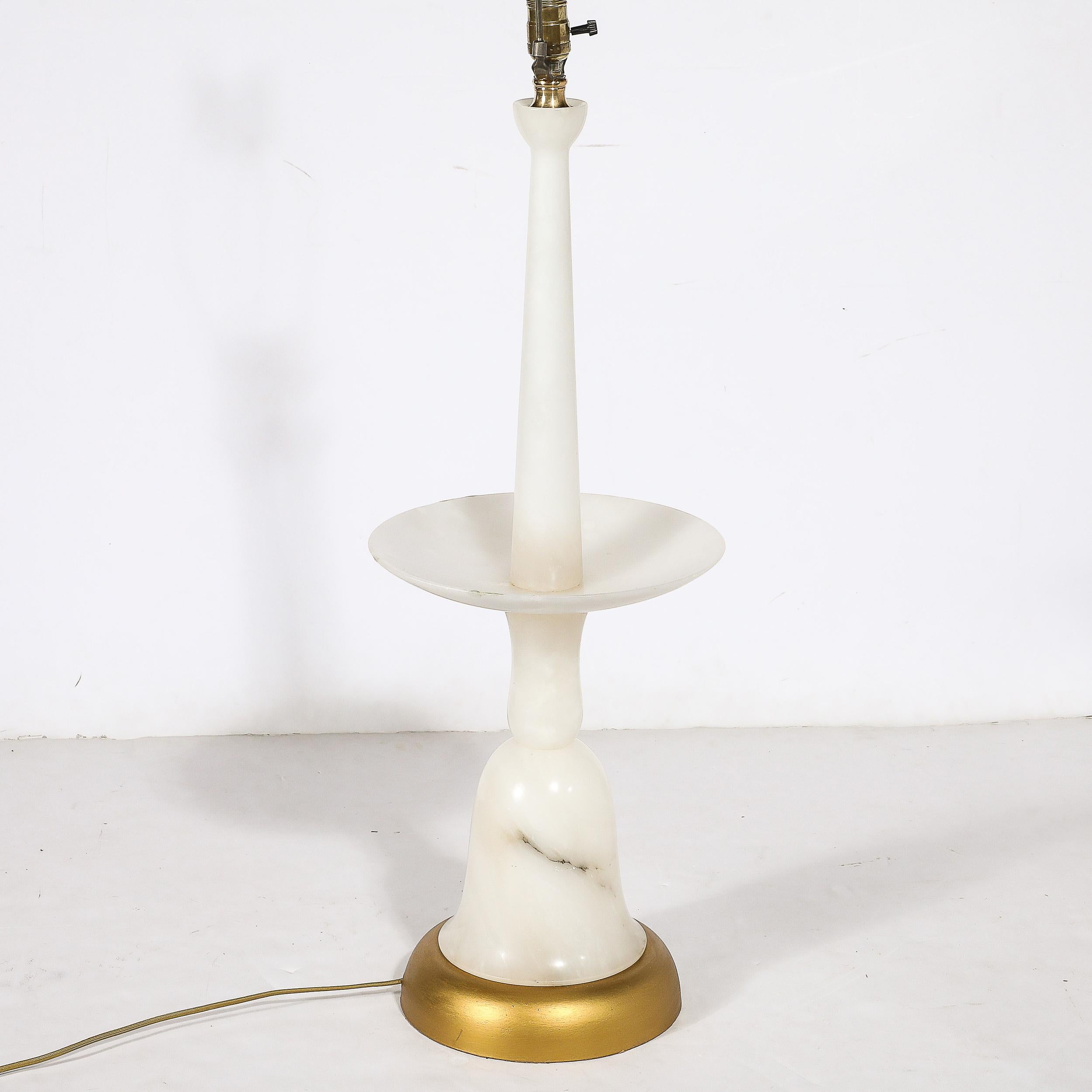 Mid-Century Modernist Sculptural Balustrade Form Table Lamp in Carrera Marble For Sale 3