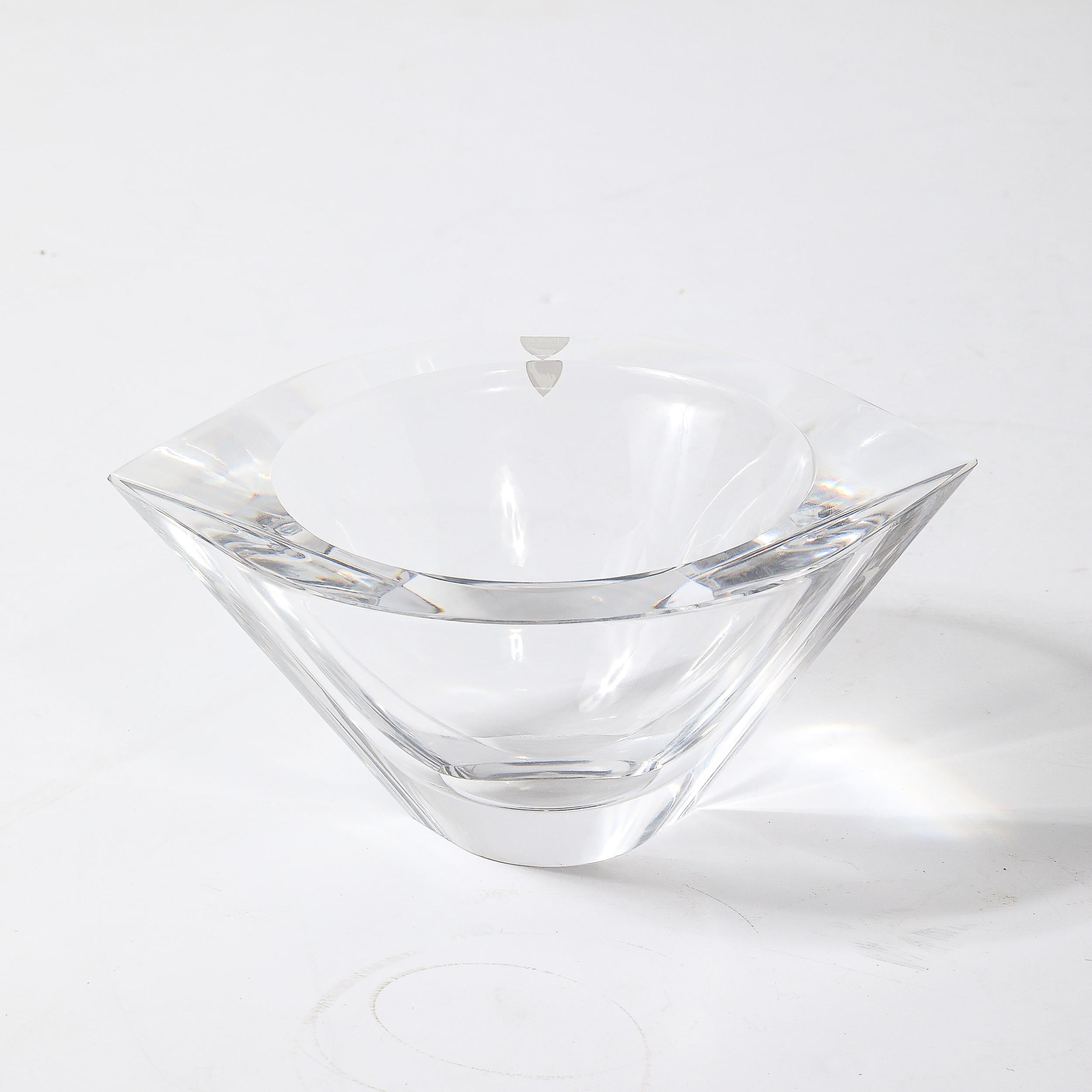 Swedish Mid-Century Modernist Sculptural Crystal Bowl Signed Orrefor's For Sale