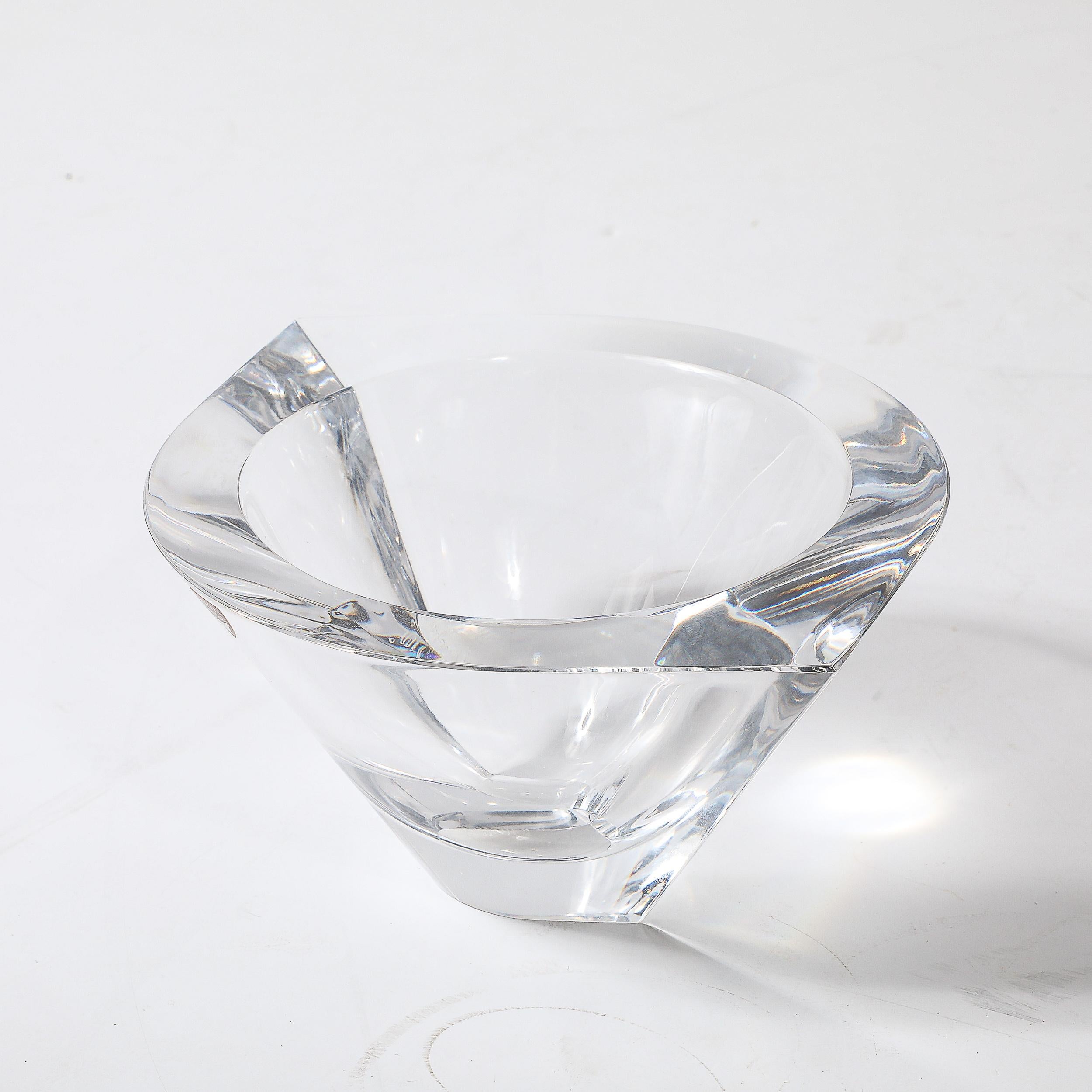 Mid-20th Century Mid-Century Modernist Sculptural Crystal Bowl Signed Orrefor's For Sale