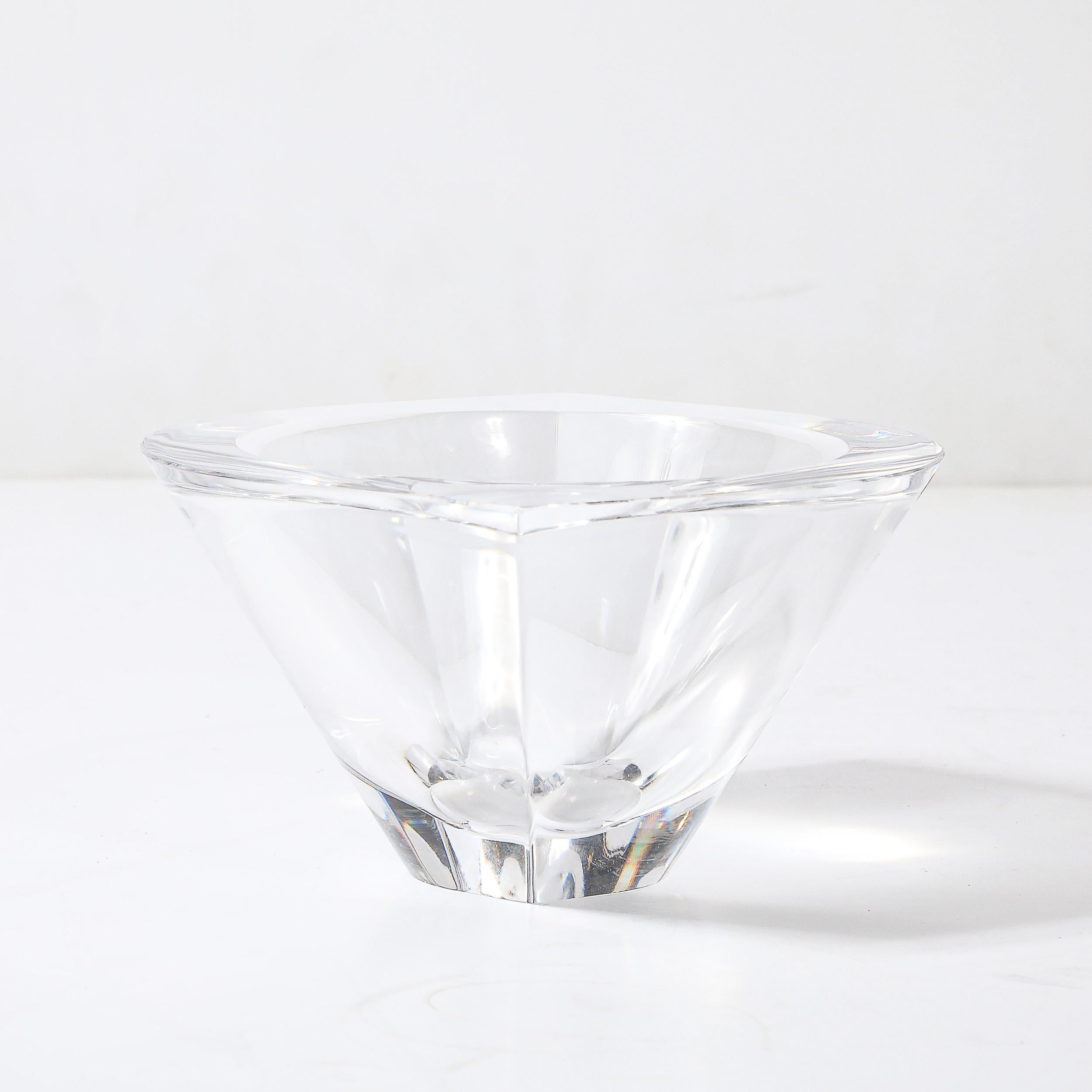 Mid-Century Modernist Sculptural Crystal Bowl Signed Orrefor's For Sale 3