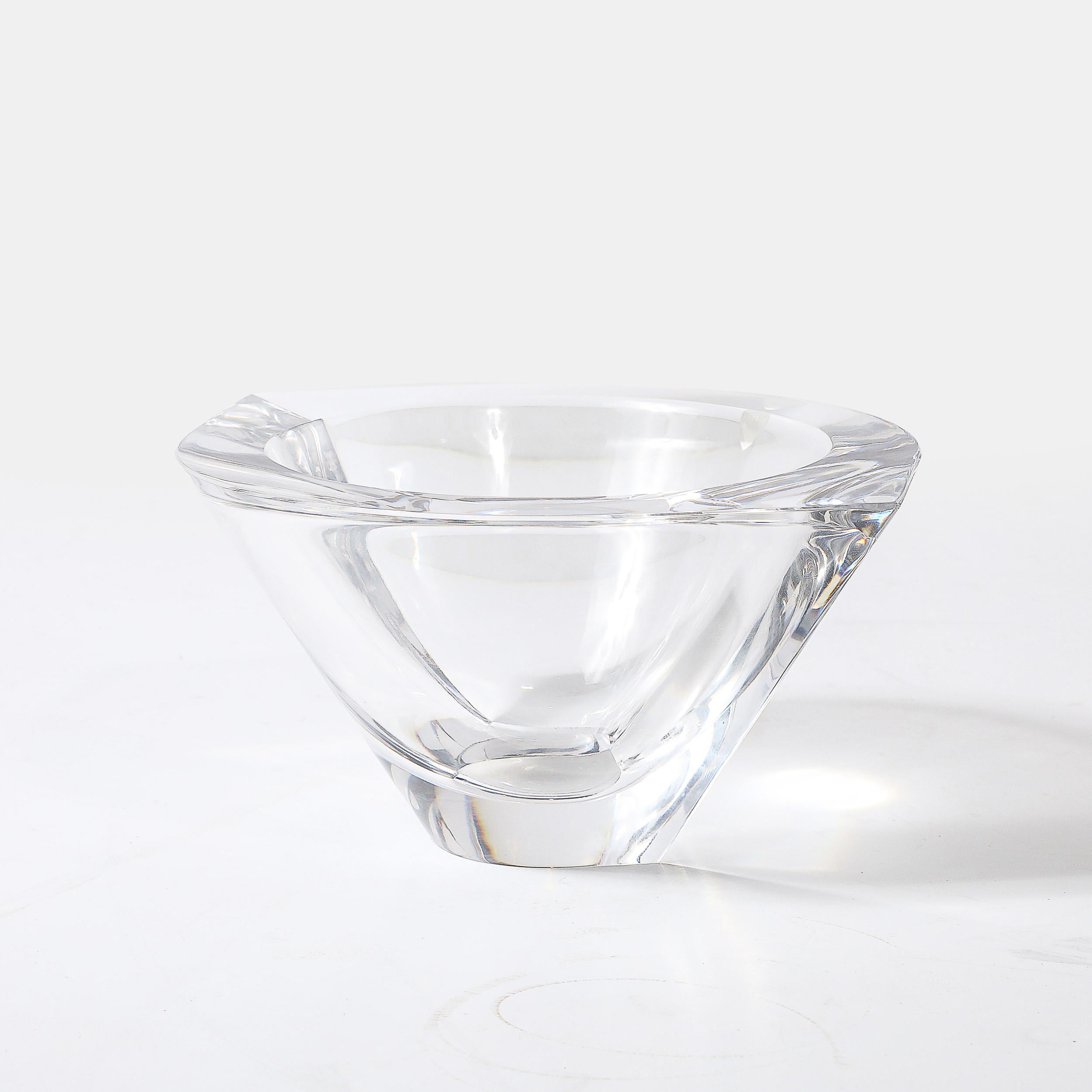 Mid-Century Modernist Sculptural Crystal Bowl Signed Orrefor's For Sale 4