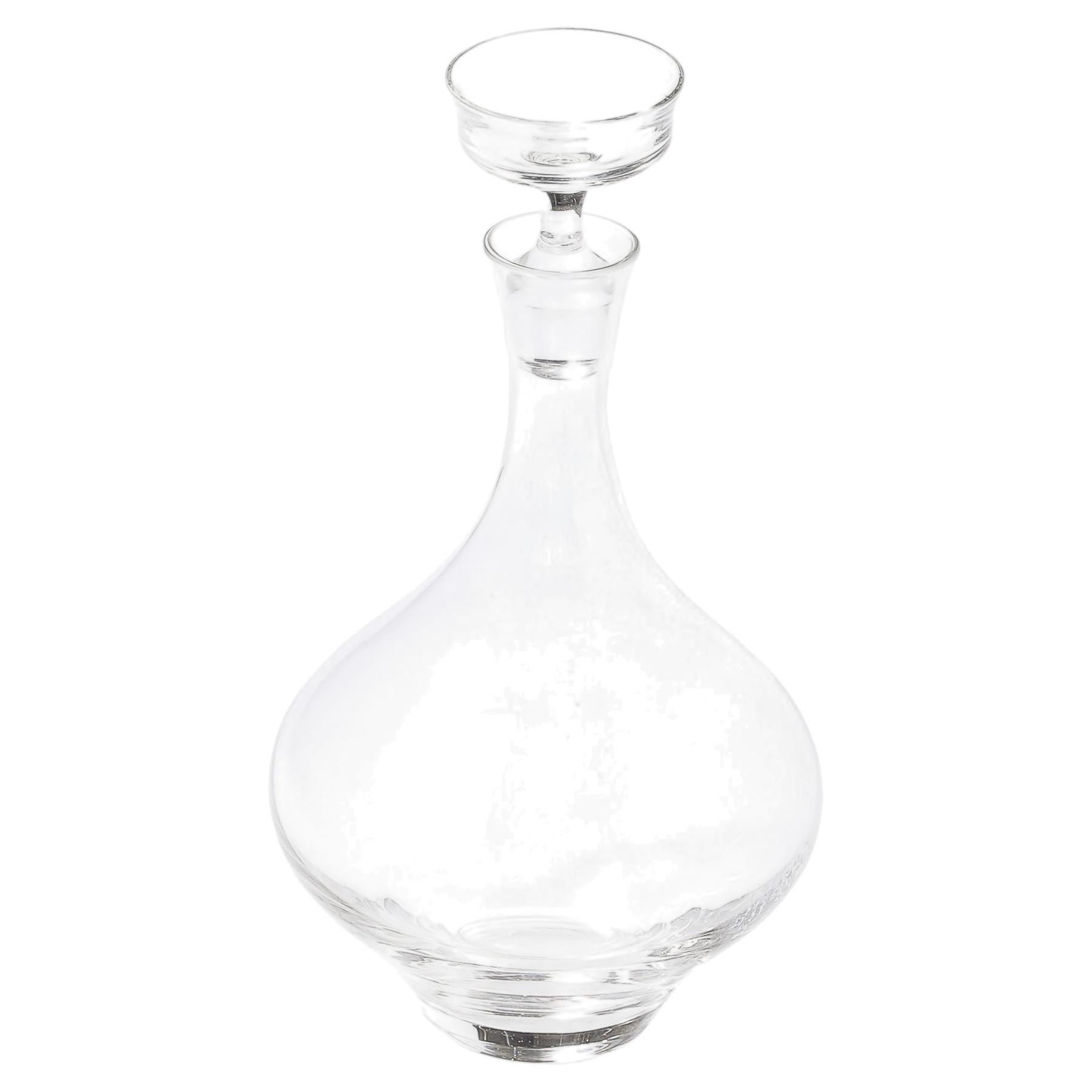 Mid-Century Modernist Sculptural Crystal Decanter with Basin Form Stopper