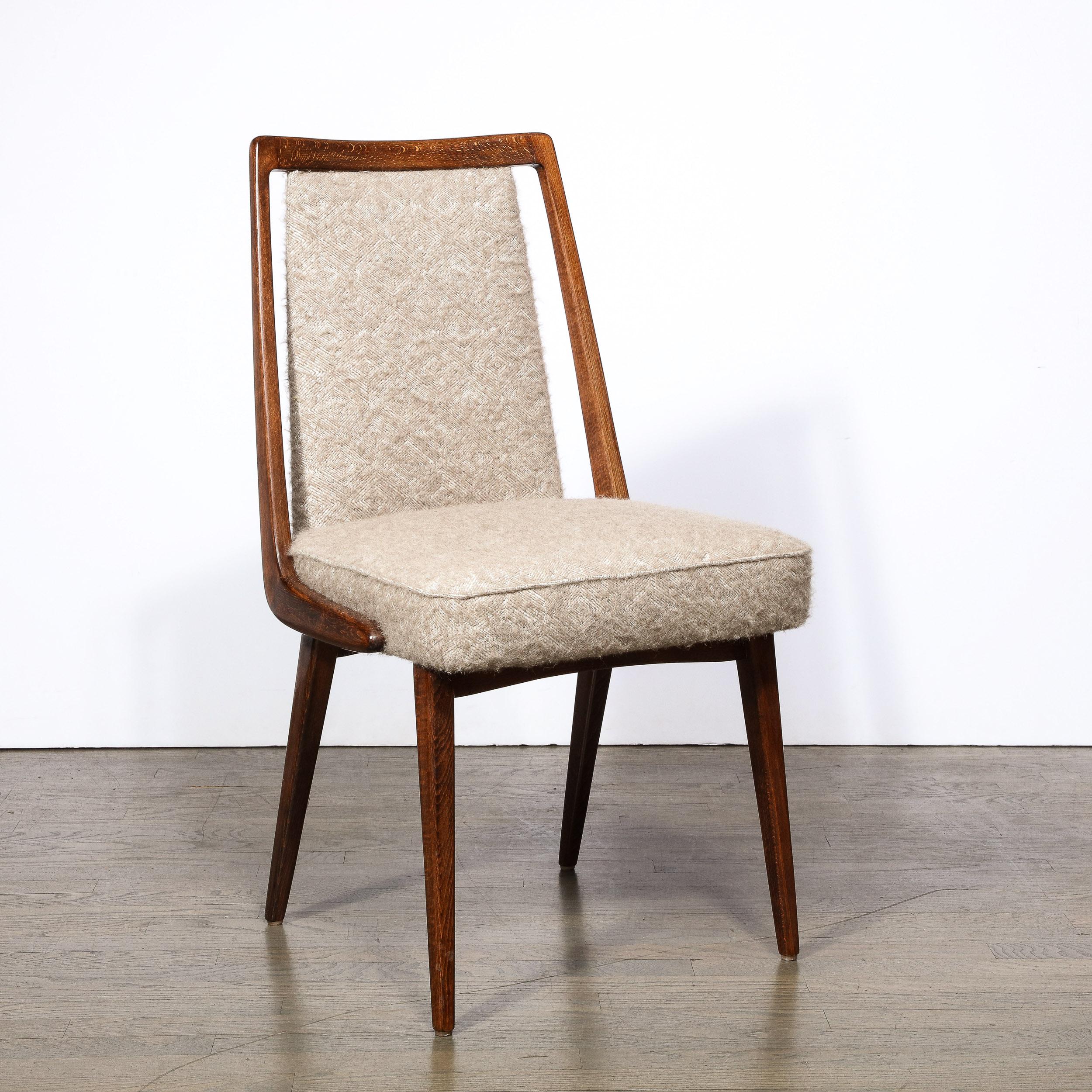 Midcentury Modernist Sculptural Frame Back Chair in Walnut & Holly Hunt Fabric 5