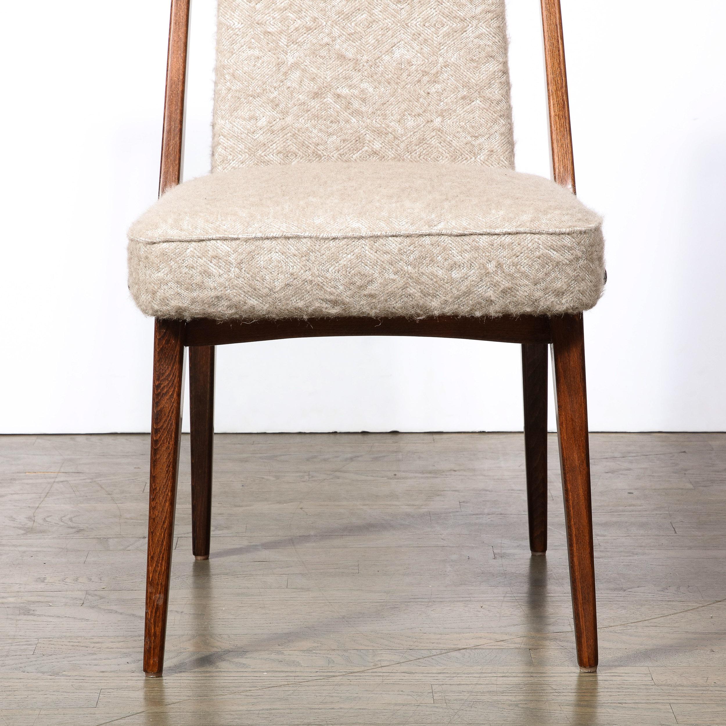 Mid-Century Modern Midcentury Modernist Sculptural Frame Back Chair in Walnut & Holly Hunt Fabric