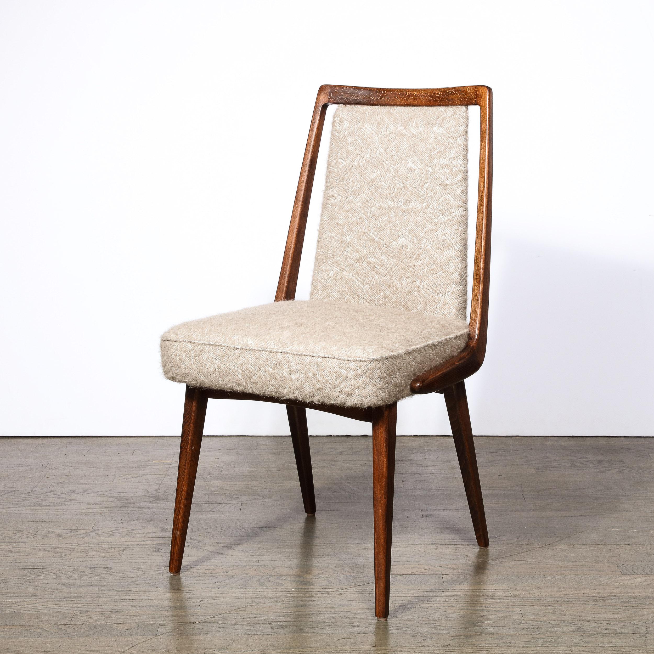 American Midcentury Modernist Sculptural Frame Back Chair in Walnut & Holly Hunt Fabric
