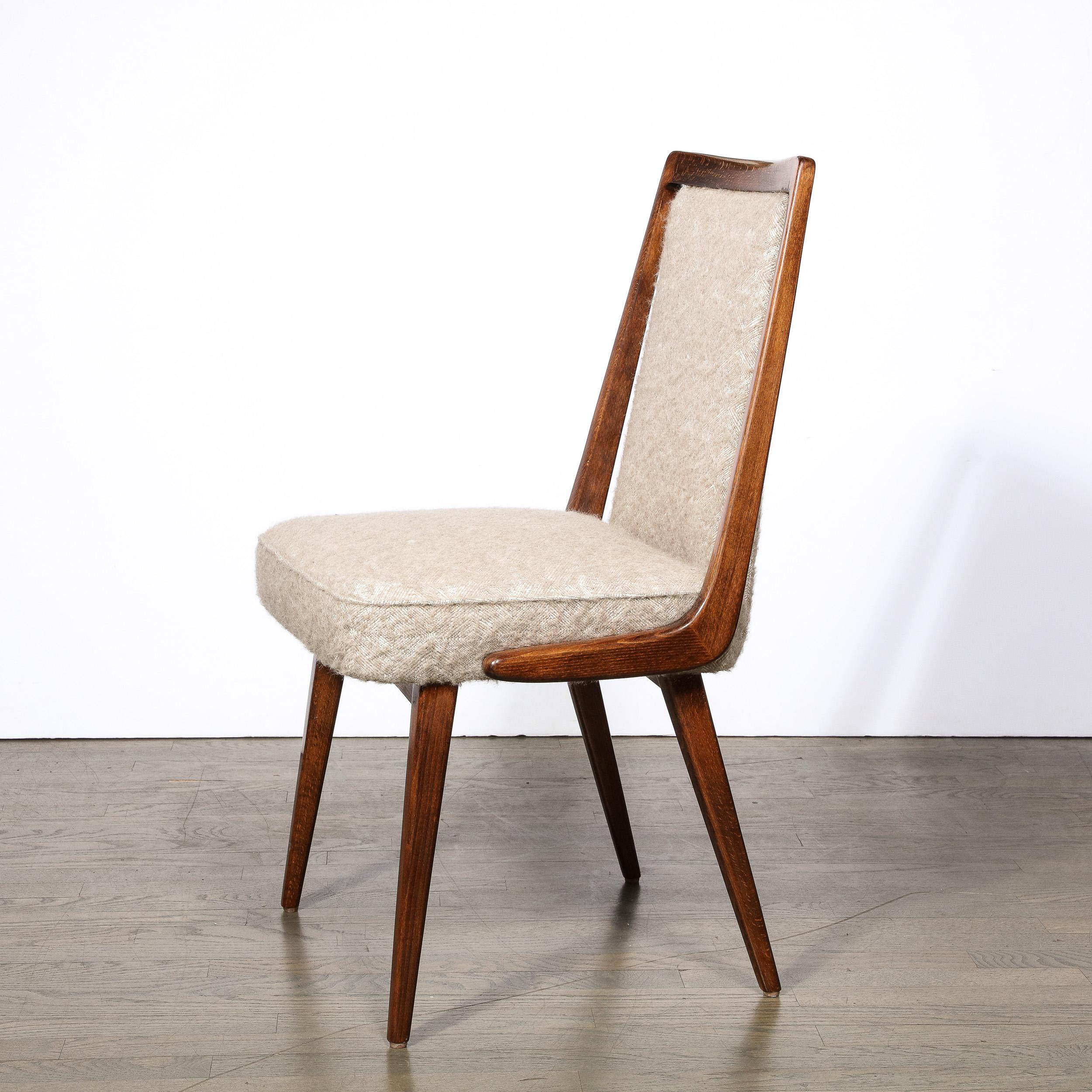 Midcentury Modernist Sculptural Frame Back Chair in Walnut & Holly Hunt Fabric In Excellent Condition In New York, NY