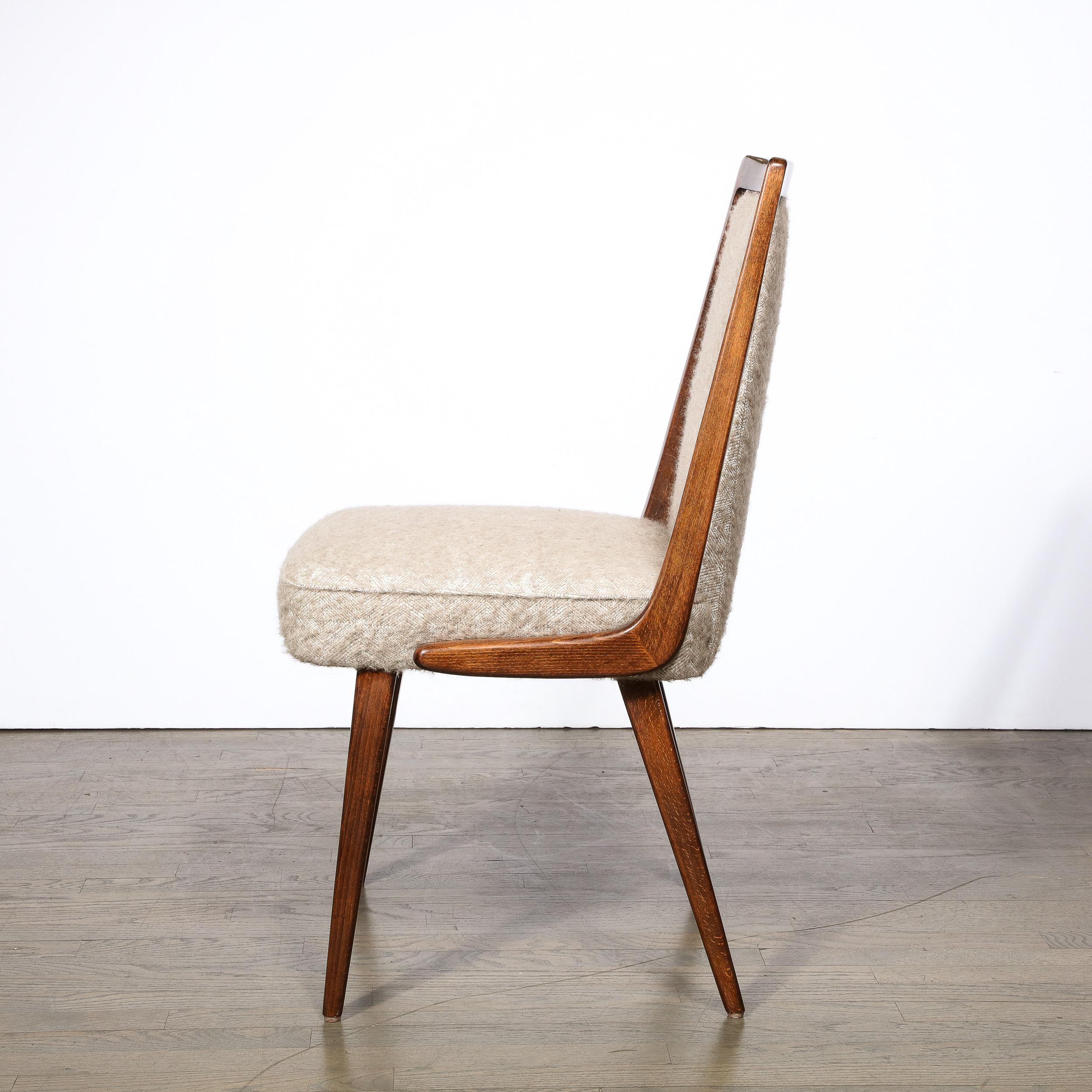 Mid-20th Century Midcentury Modernist Sculptural Frame Back Chair in Walnut & Holly Hunt Fabric