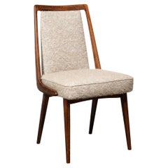 Midcentury Modernist Sculptural Frame Back Chair in Walnut & Holly Hunt Fabric