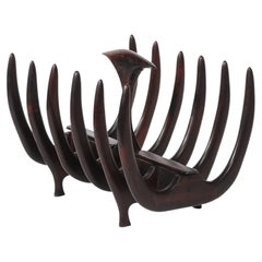 Mid-Century Modernist Sculptural Osseous Form Magazine Stand in Rosewood