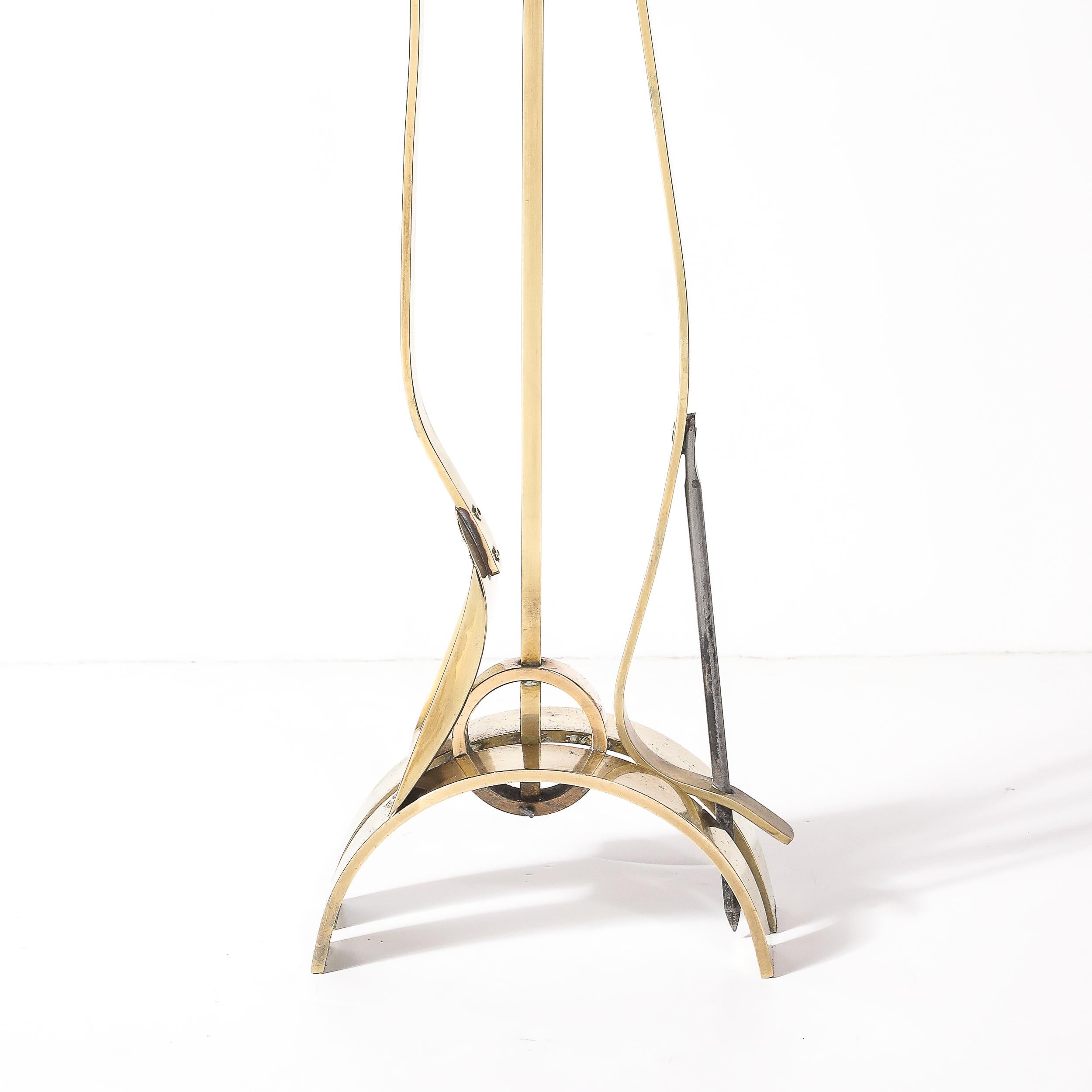 Mid-Century Modernist Sculptural Polished Brass Fire Tool Set by Donald Deskey Moderno de mediados de siglo en venta