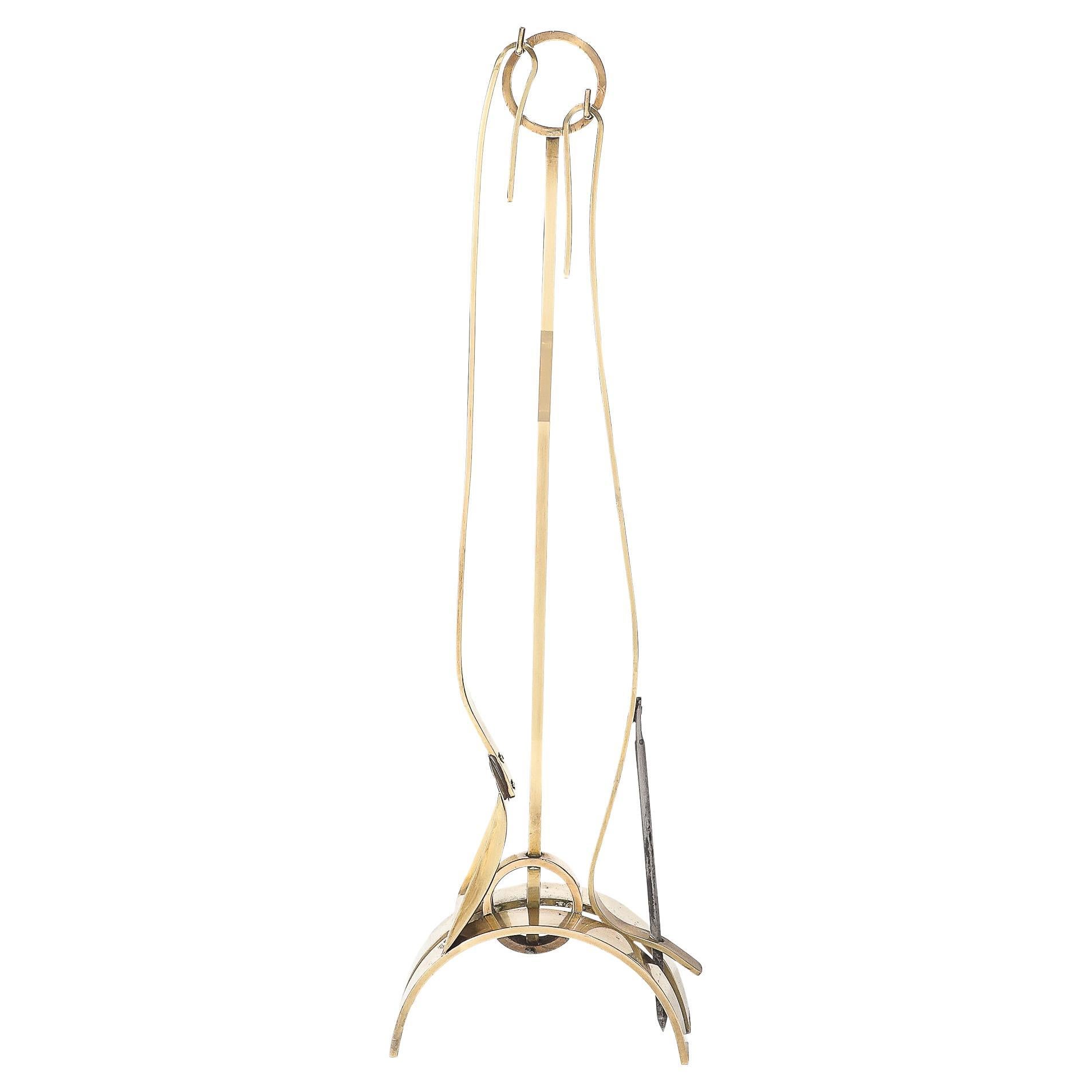 Mid-Century Modernist Sculptural Polished Brass Fire Tool Set by Donald Deskey en venta