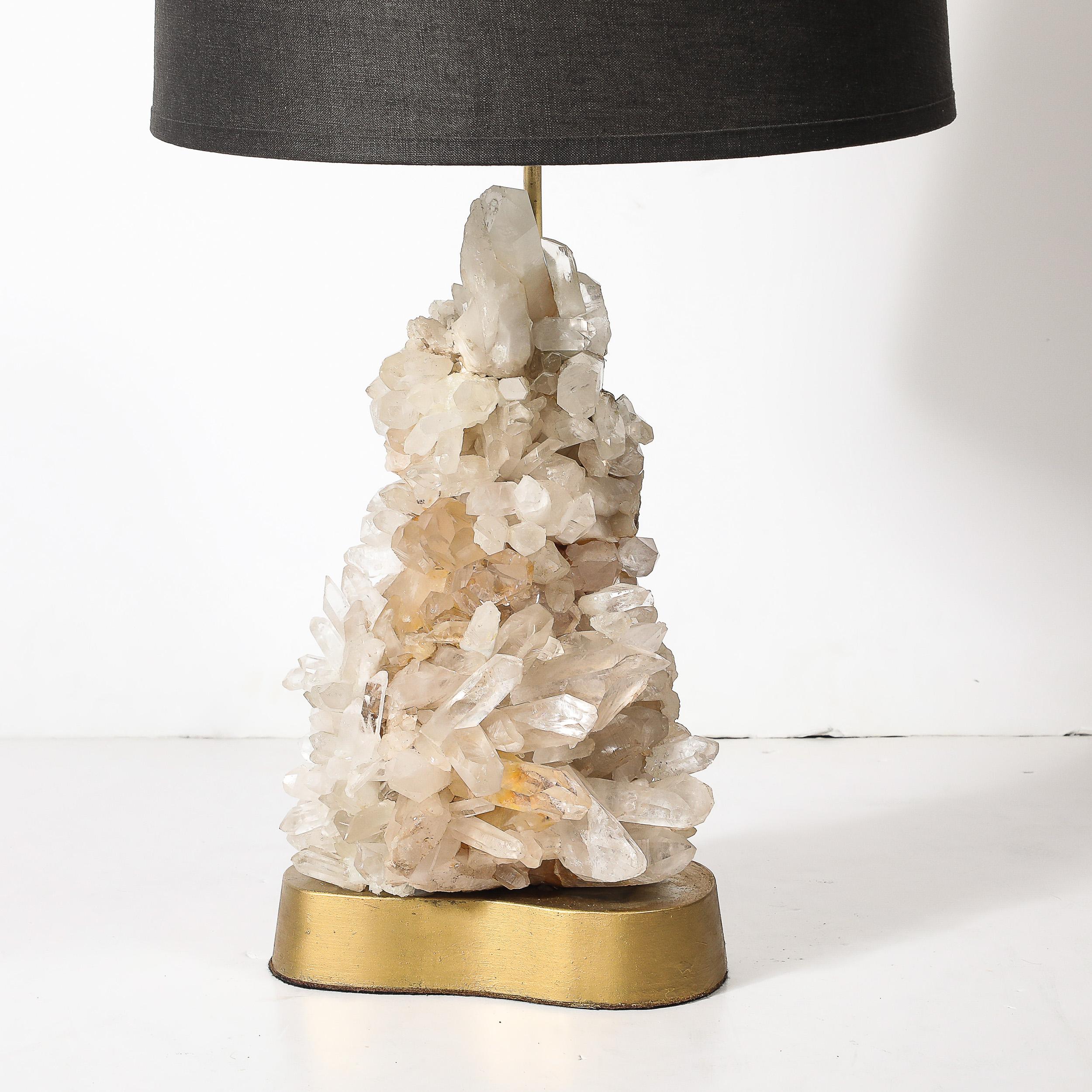 Mid-Century Modern Lampe de table sculpturale en cristal de quartz, modernité du milieu du siècle, Carole Stupell en vente
