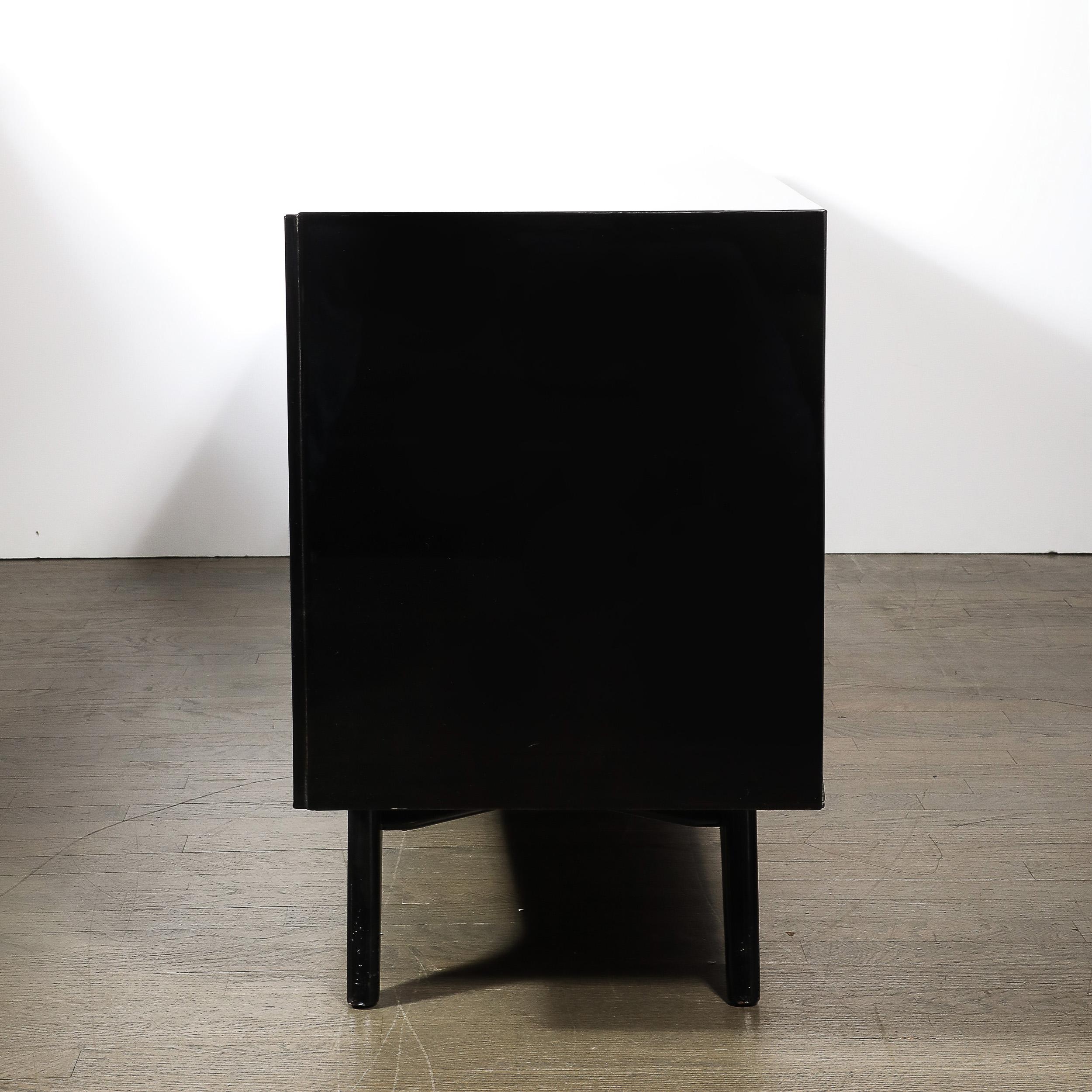 Mid-Century Modernist Sculptural Sideboard in Ebonized Walnut W/ Nickel Pulls For Sale 5