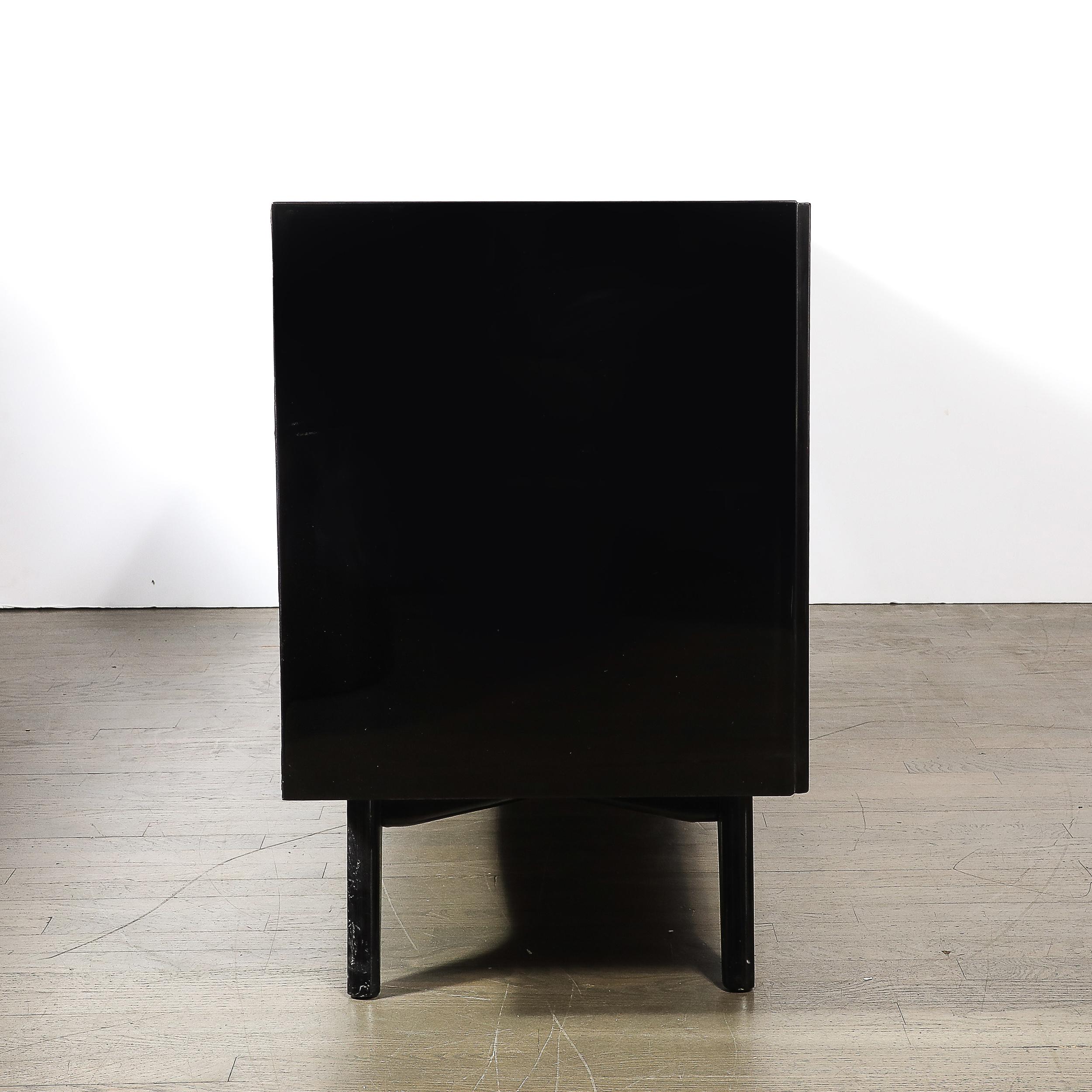 Mid-Century Modernist Sculptural Sideboard in Ebonized Walnut W/ Nickel Pulls For Sale 7