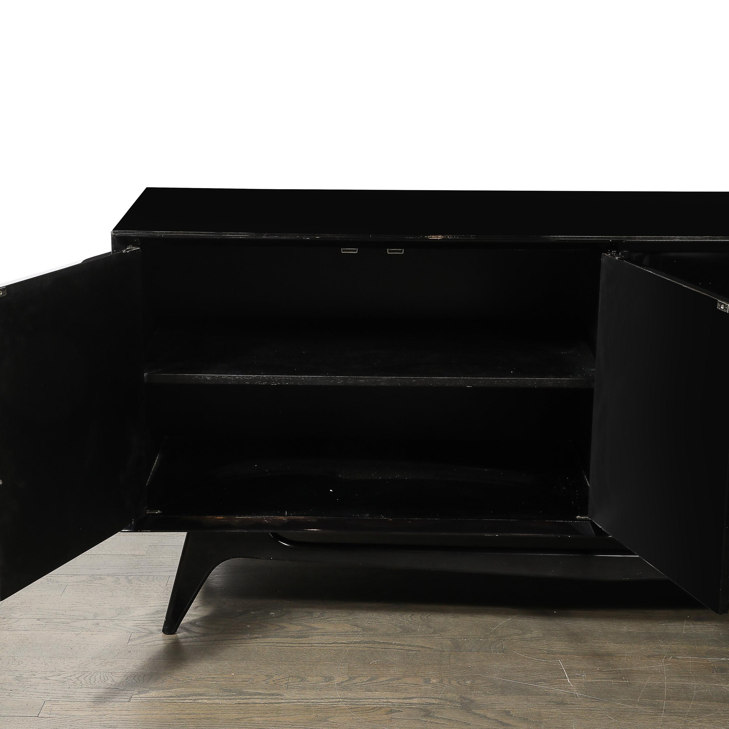 Mid-20th Century Mid-Century Modernist Sculptural Sideboard in Ebonized Walnut W/ Nickel Pulls For Sale