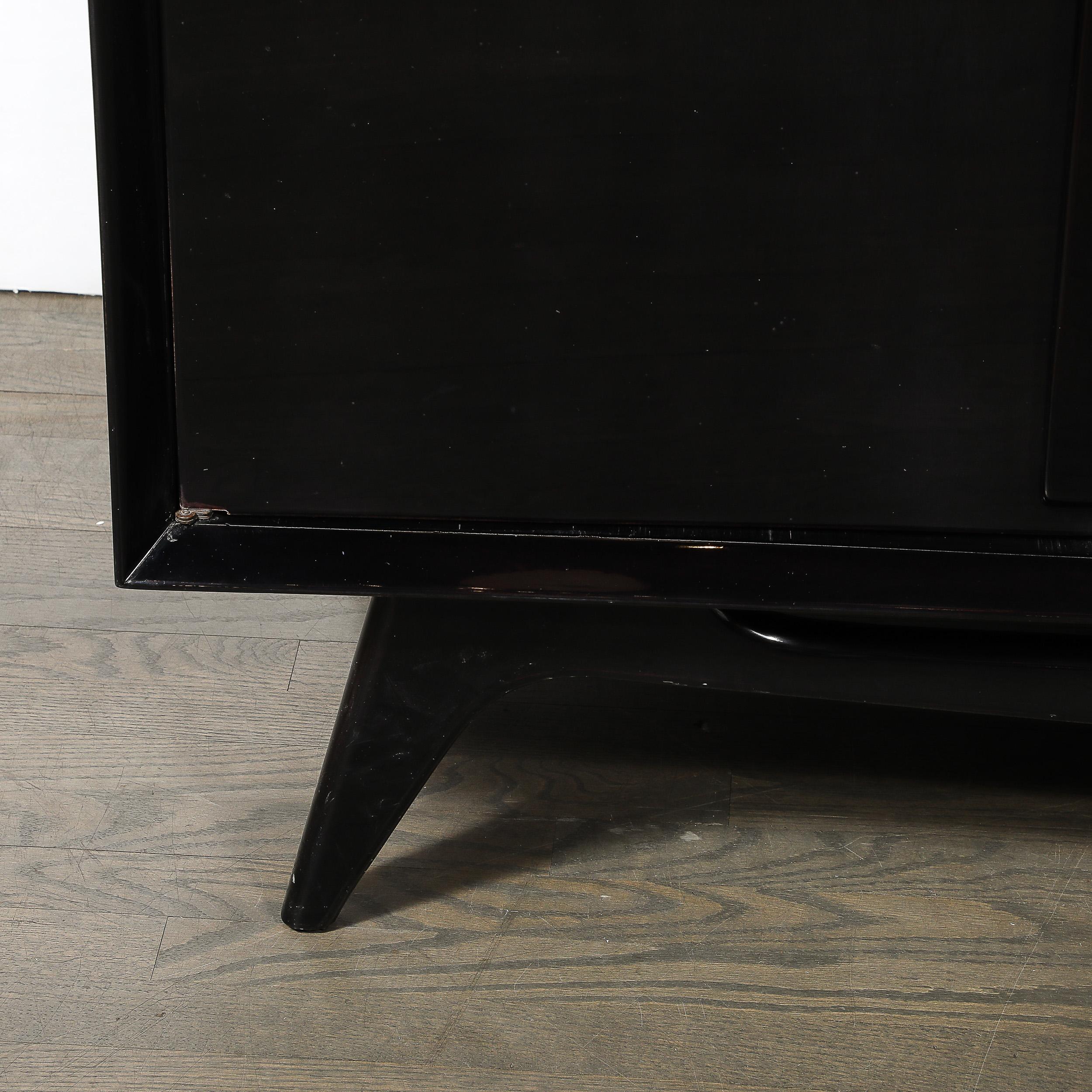 Mid-Century Modernist Sculptural Sideboard in Ebonized Walnut W/ Nickel Pulls For Sale 2