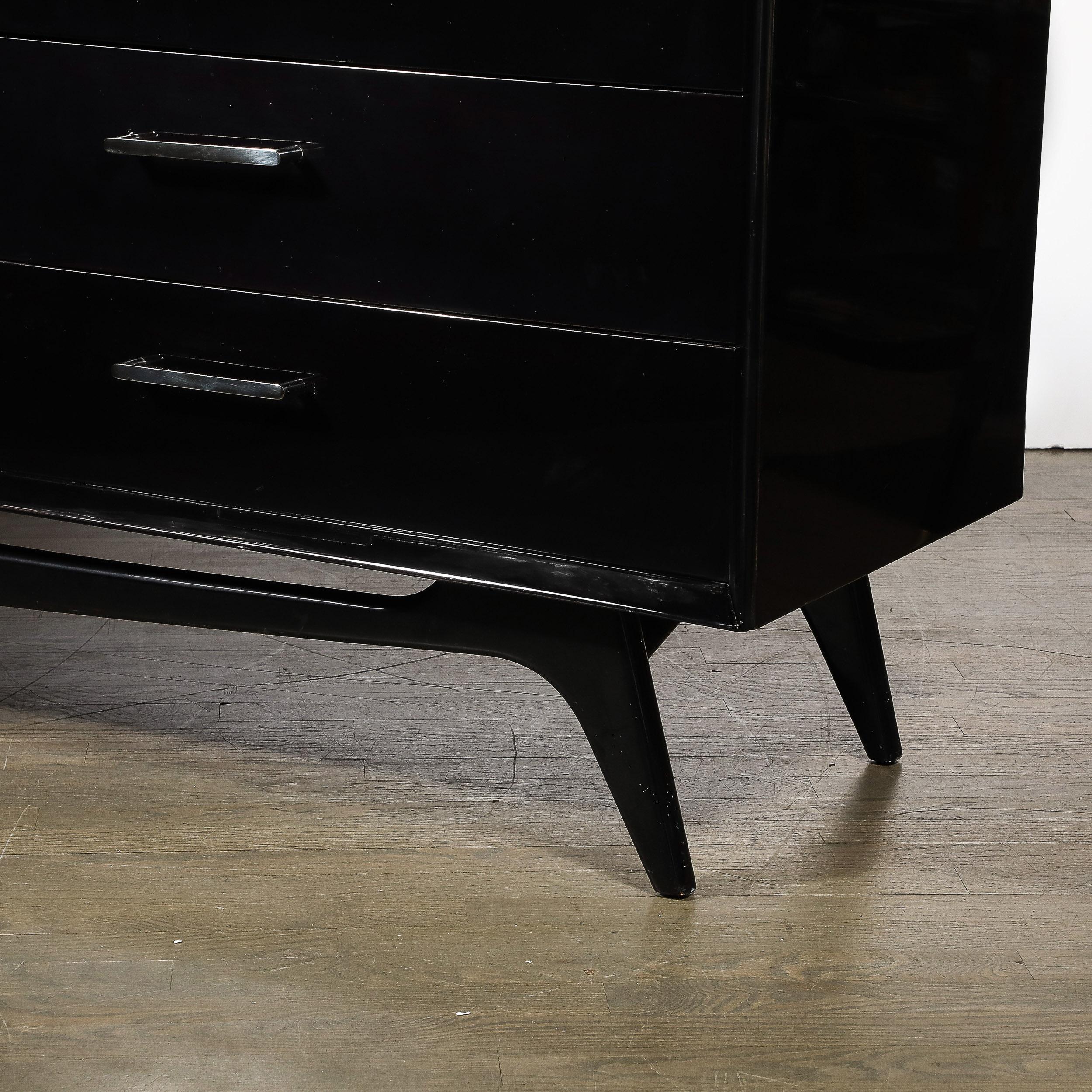 Mid-Century Modernist Sculptural Sideboard in Ebonized Walnut W/ Nickel Pulls For Sale 3