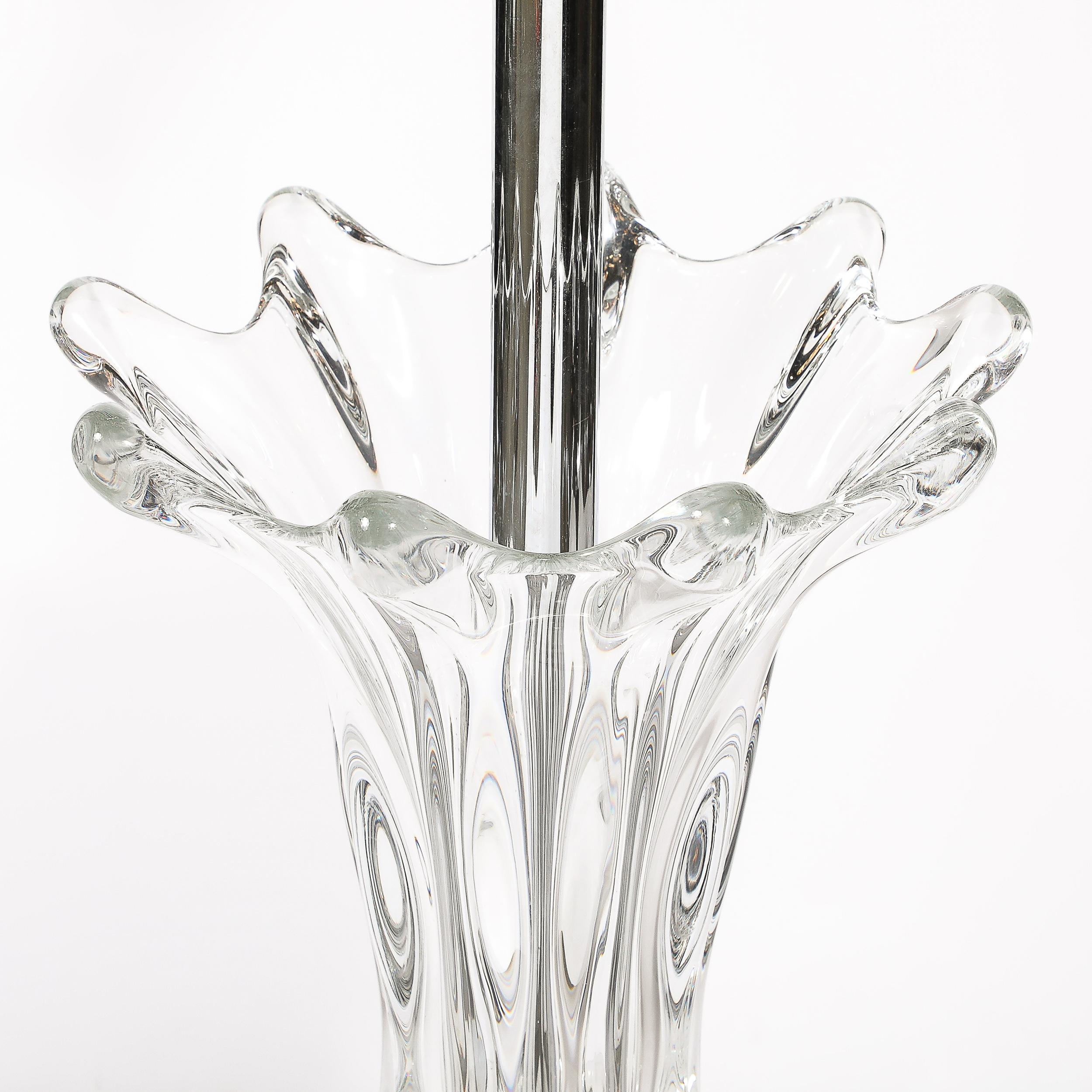 Mid-Century Modernist Sculptural Splash Form Crystal Table Lamp by Art Vannes For Sale 7