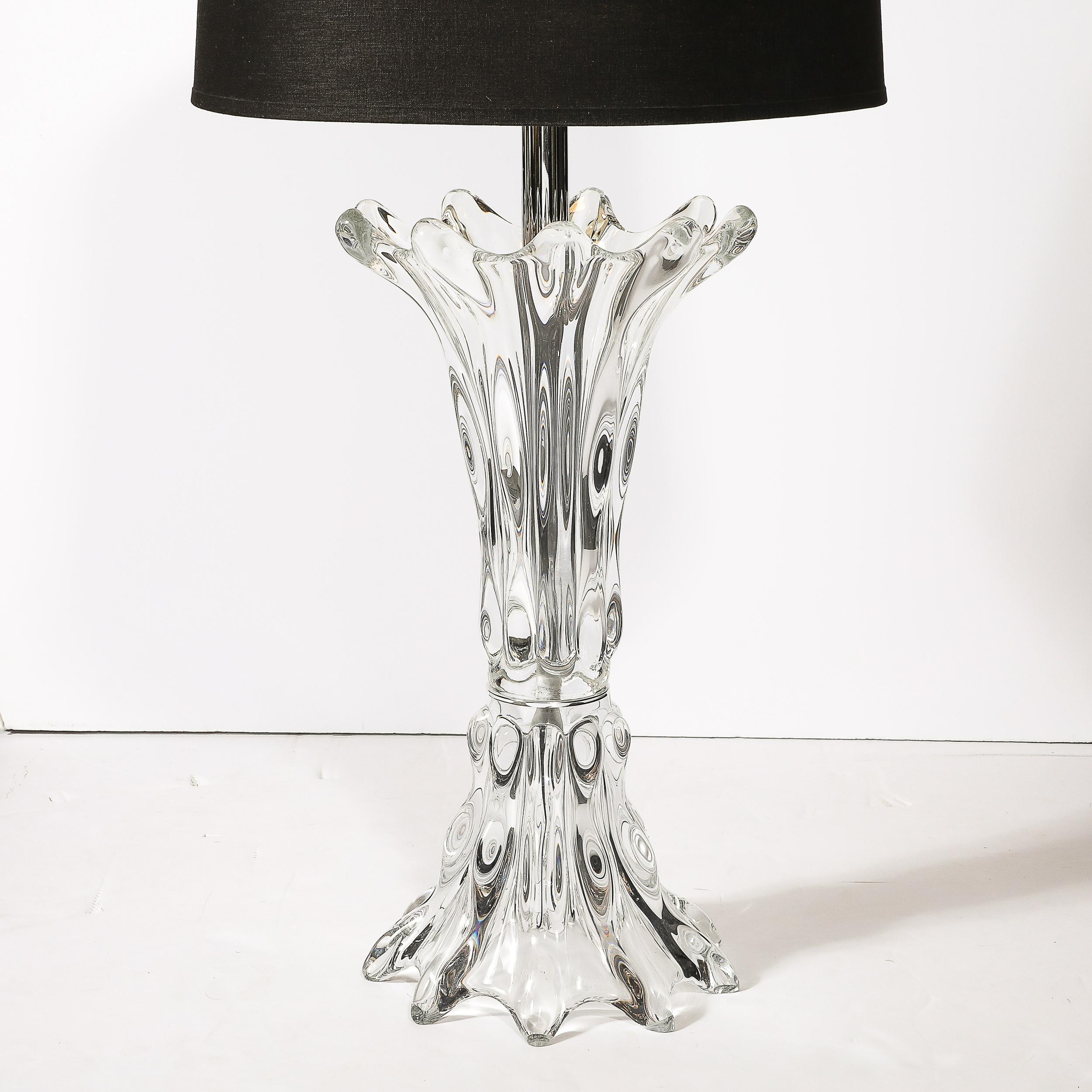 Mid-20th Century Mid-Century Modernist Sculptural Splash Form Crystal Table Lamp by Art Vannes For Sale