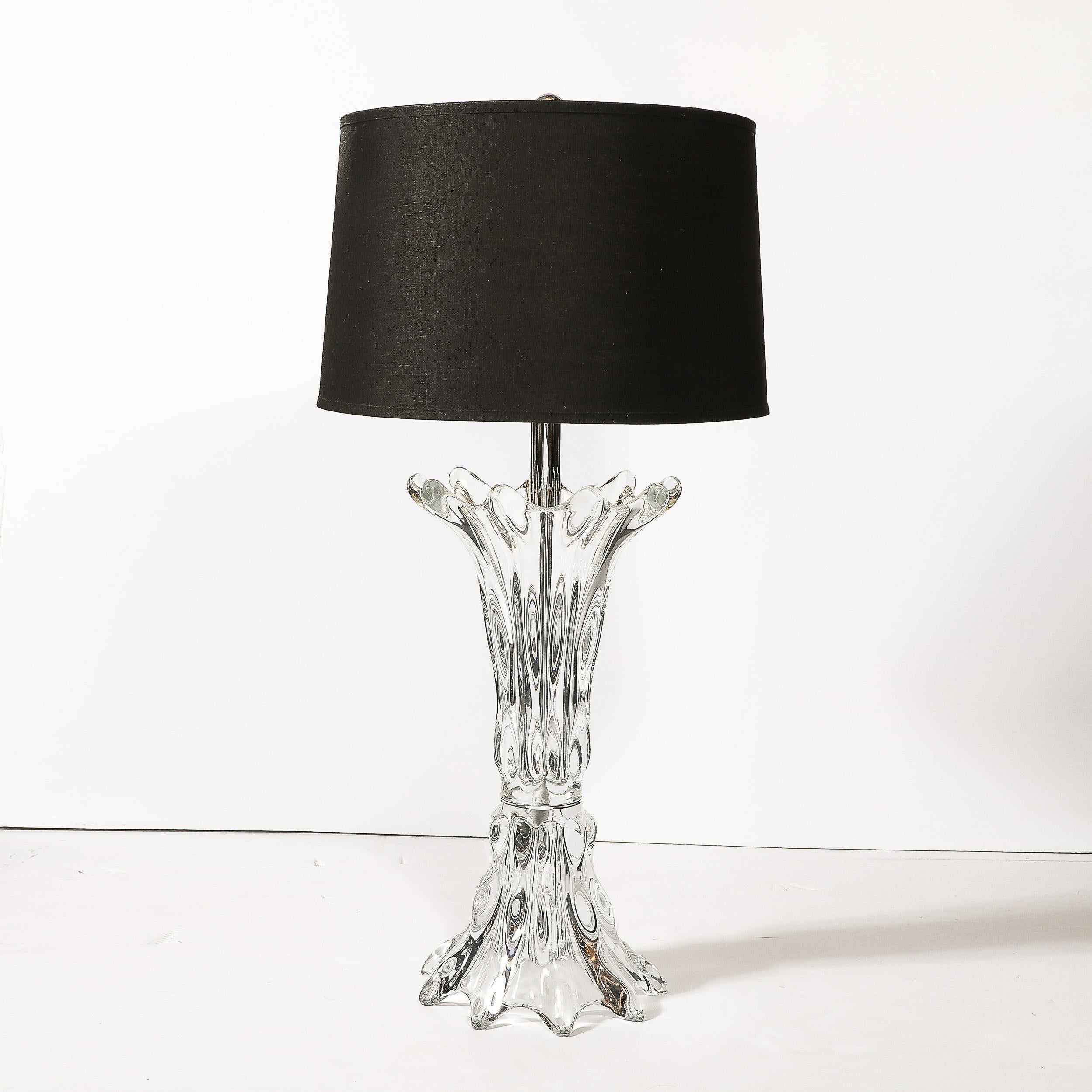 Blown Glass Mid-Century Modernist Sculptural Splash Form Crystal Table Lamp by Art Vannes For Sale