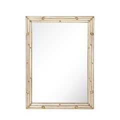 Mid-Century Modernist Sectioned Angular Mirror with Ribbed Gilt Wood Border