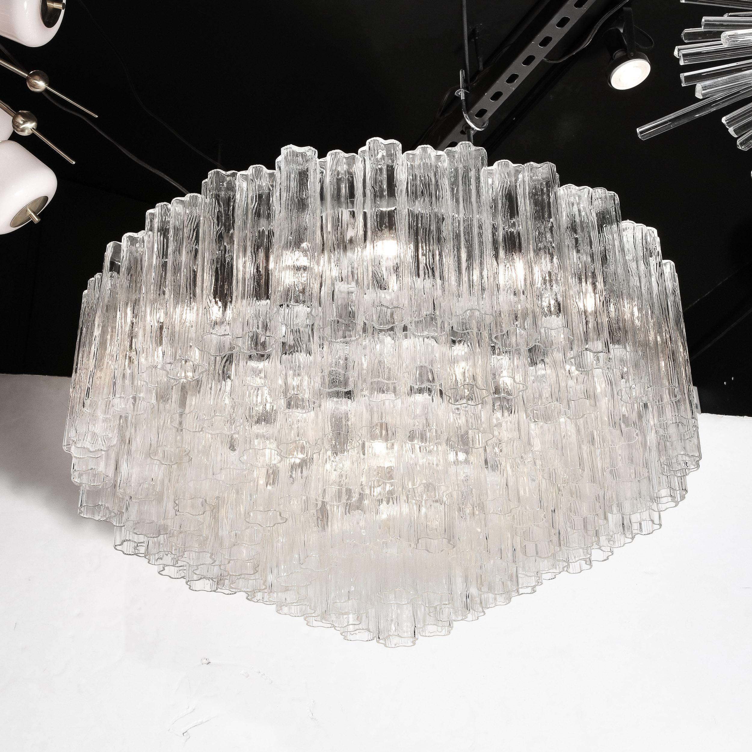 Mid-Century Modernist Seven Tier Tronchi Chandelier in Transparent Murano Glass For Sale 5