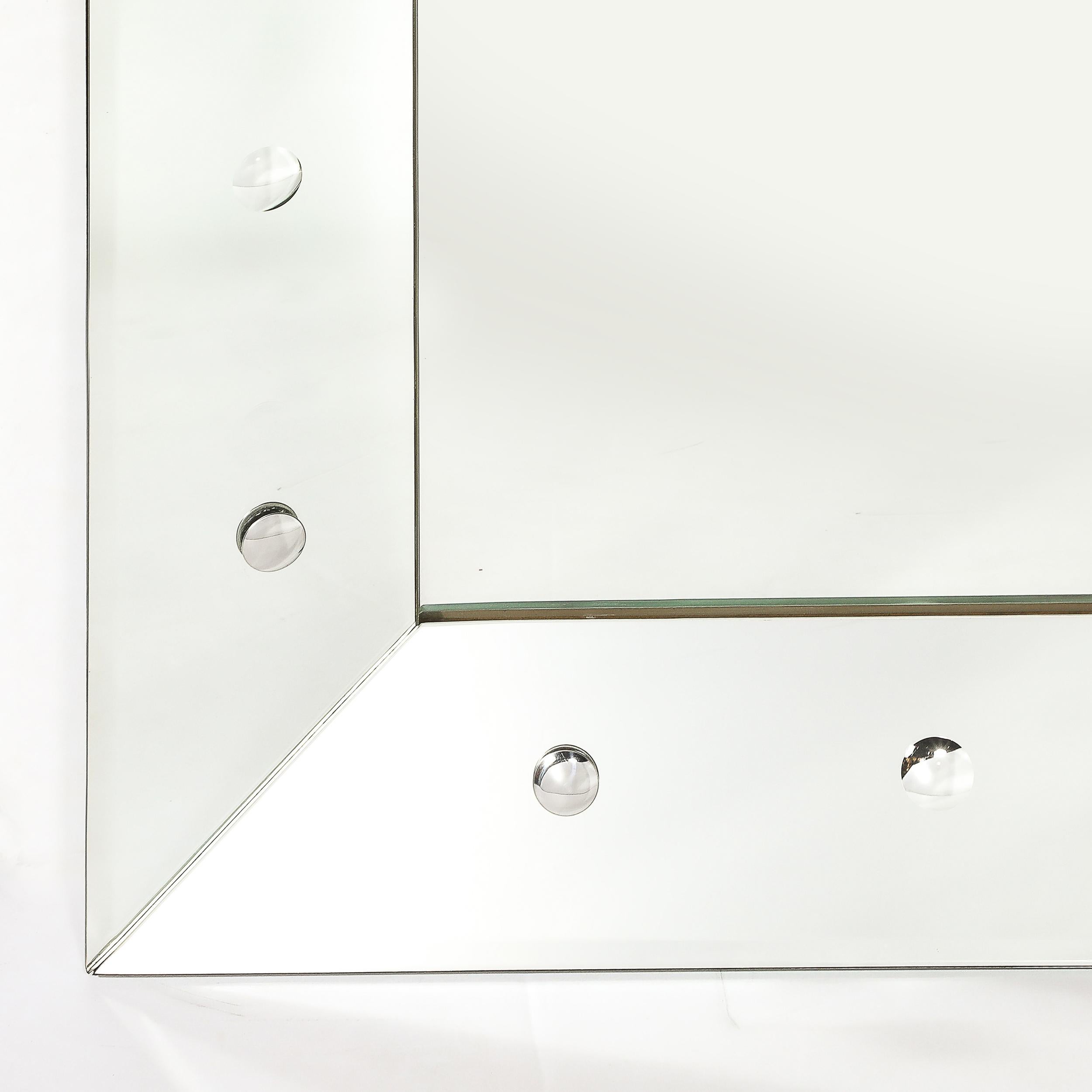 Mid-Century Modernist Shadowbox Mirror W/ Reverse Beveled Detailing In Excellent Condition For Sale In New York, NY
