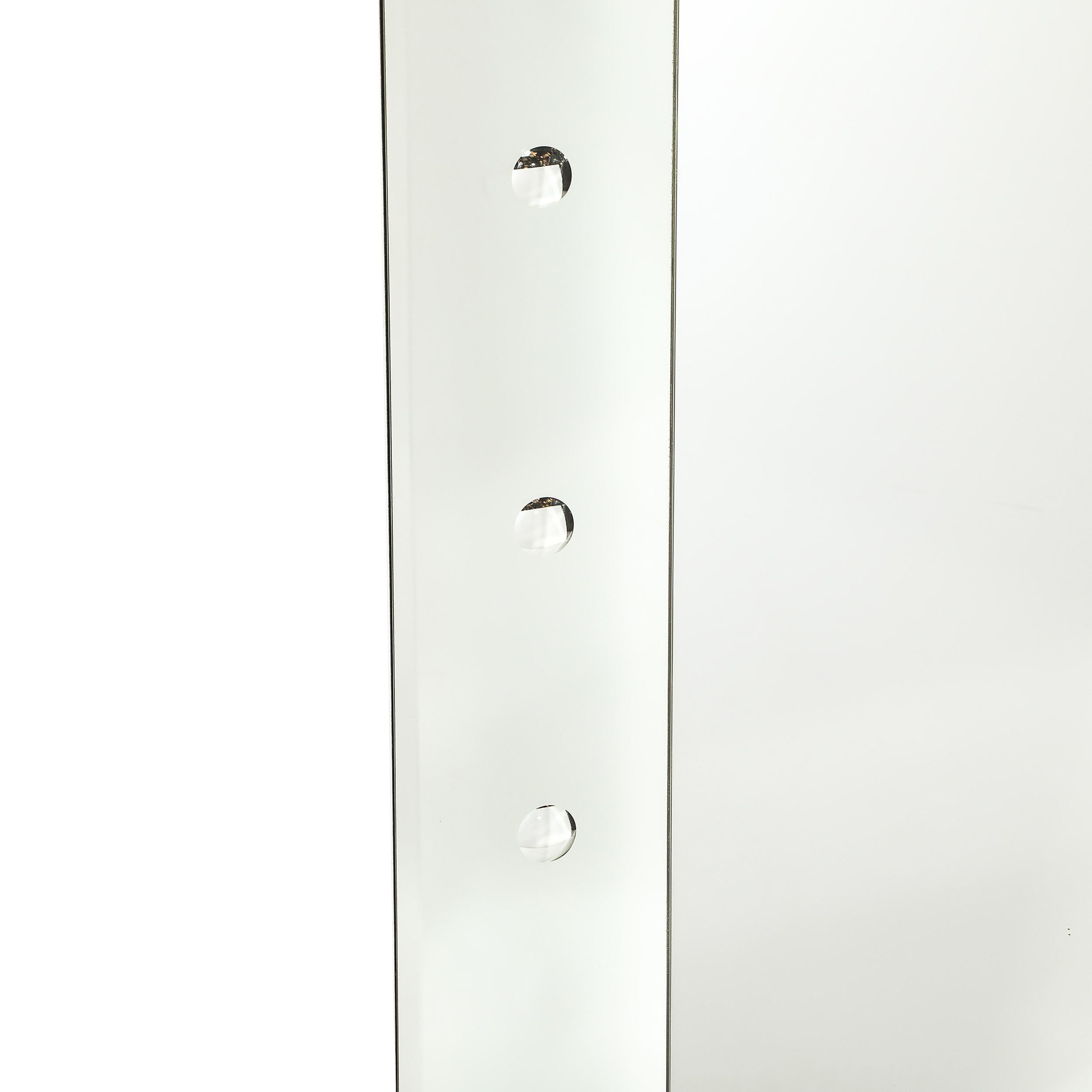 Mid-20th Century Mid-Century Modernist Shadowbox Mirror W/ Reverse Beveled Detailing For Sale