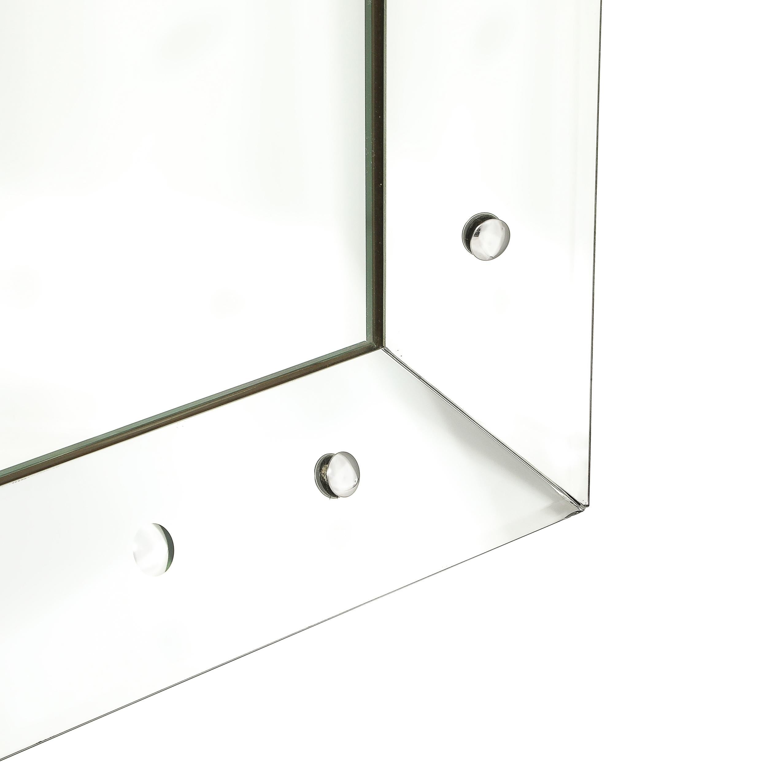 Mid-Century Modernist Shadowbox Mirror W/ Reverse Beveled Detailing For Sale 1