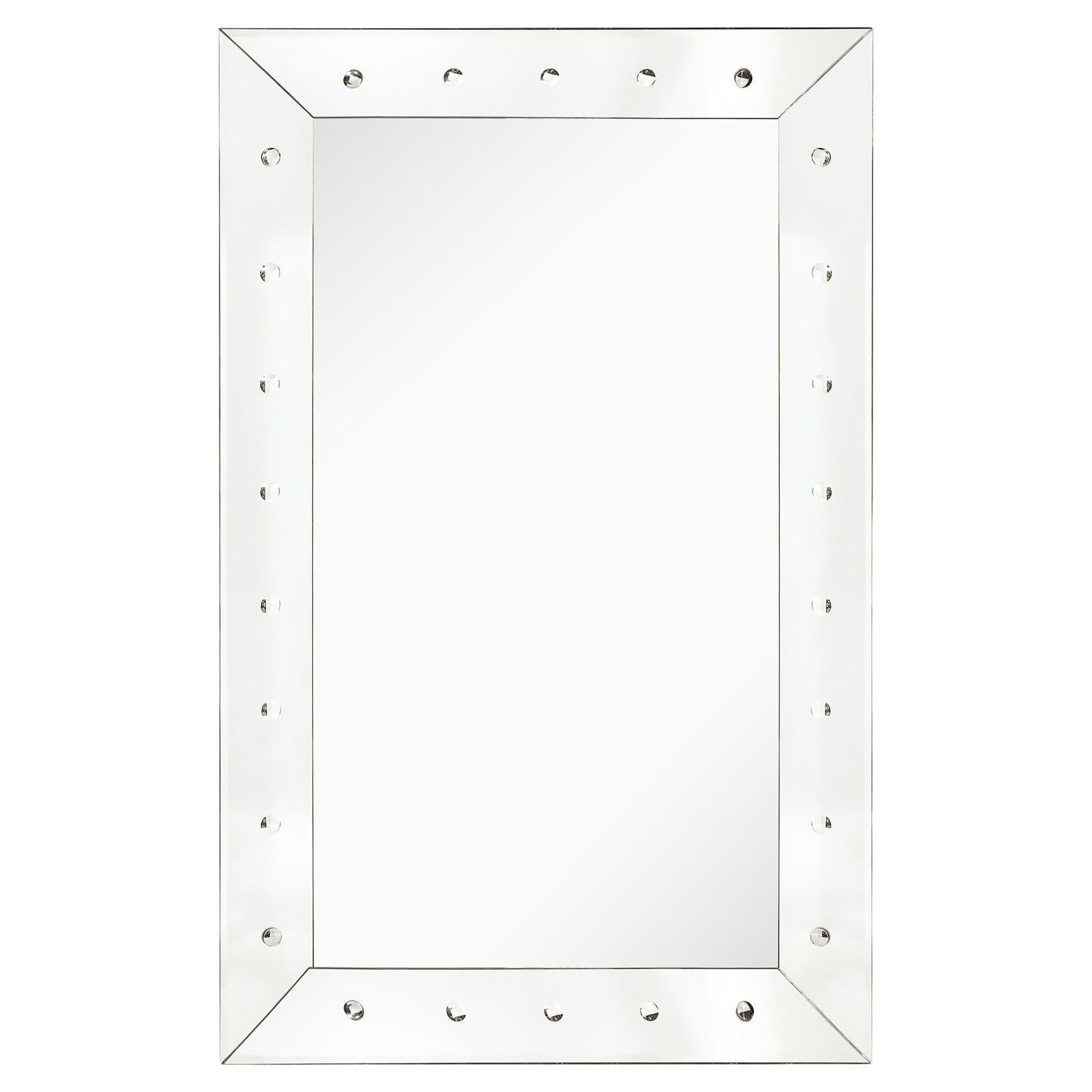Mid-Century Modernist Shadowbox Mirror W/ Reverse Beveled Detailing