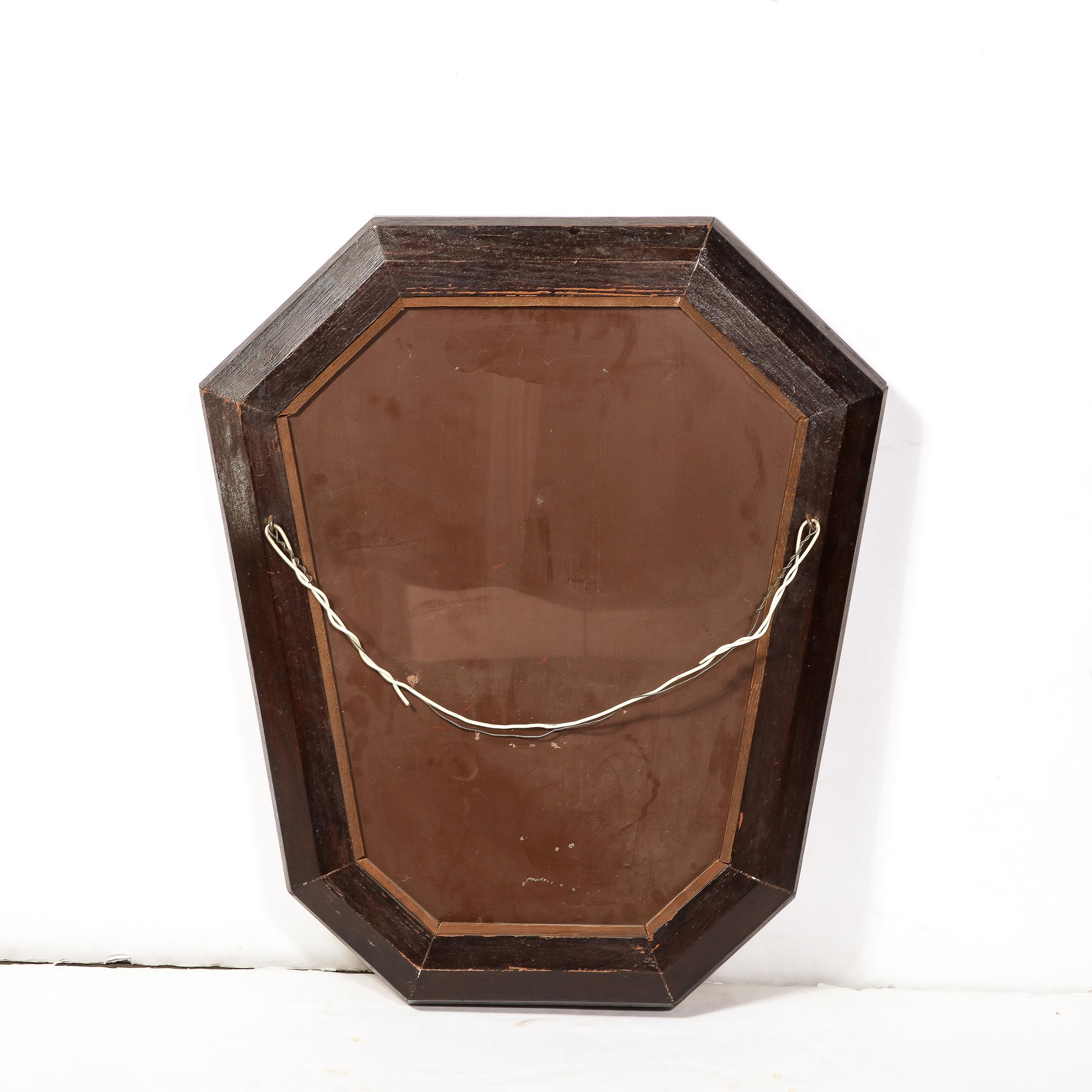 Mid-Century Modernist Shadowbox Mirror with Reversed Etching in Smoked Rose  For Sale 5