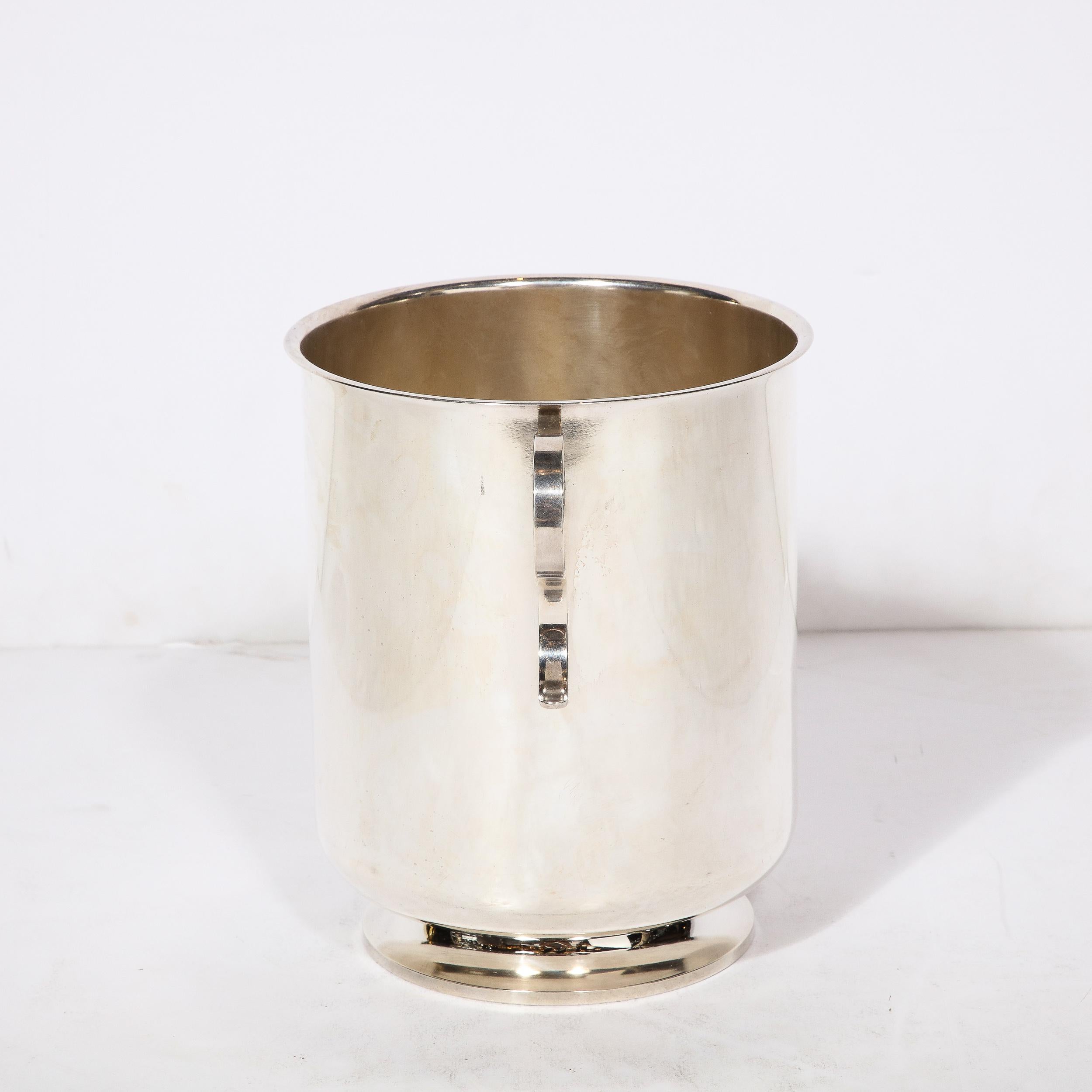 Mid-20th Century Mid-Century Modernist Silver Plate  Ice Bucket with Minimal Scroll Form Handles