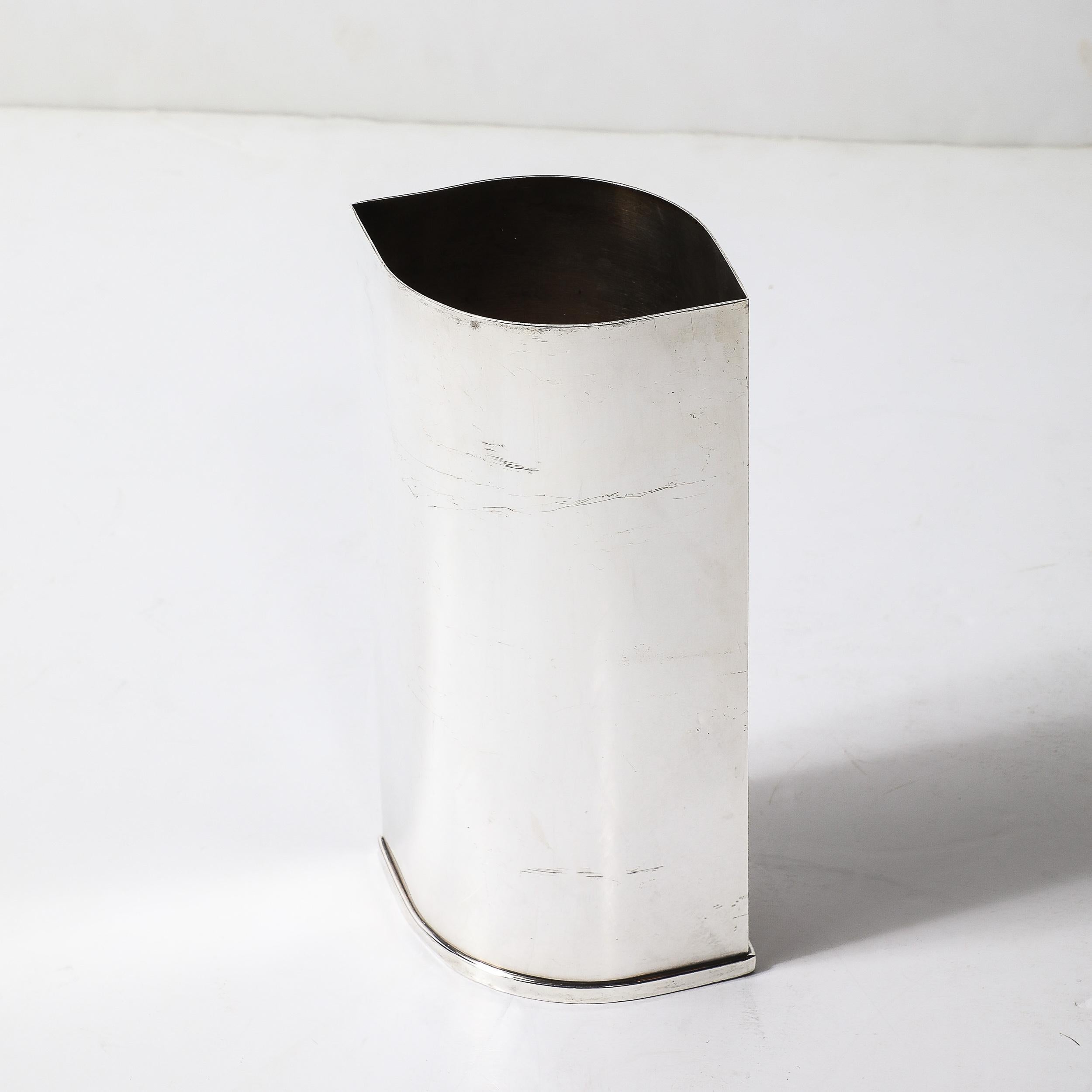 Mid-Century Modernist Silver Plate Ovoid Form Botanical Vase signed St. James For Sale 5