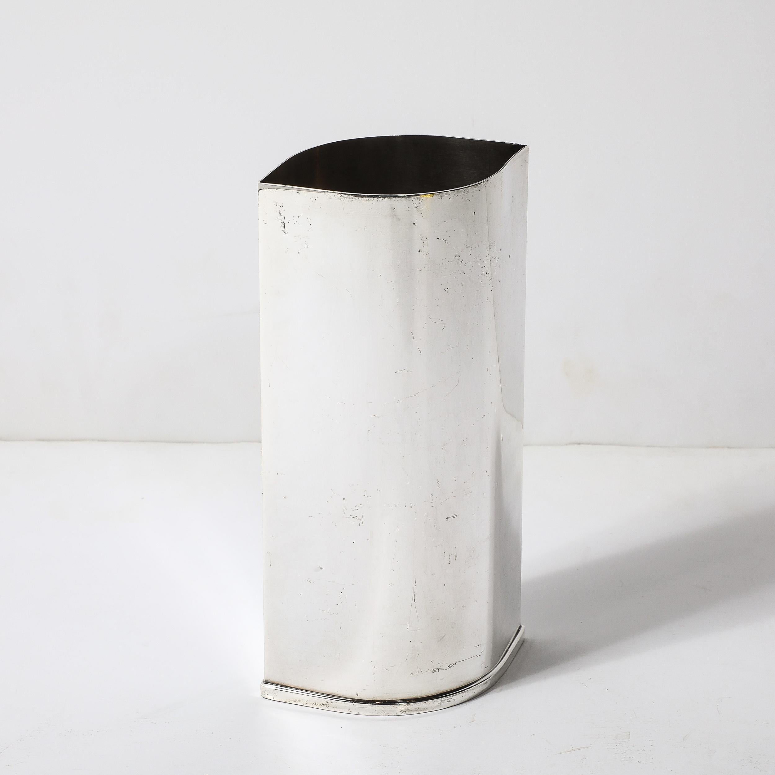 Late 20th Century Mid-Century Modernist Silver Plate Ovoid Form Botanical Vase signed St. James For Sale