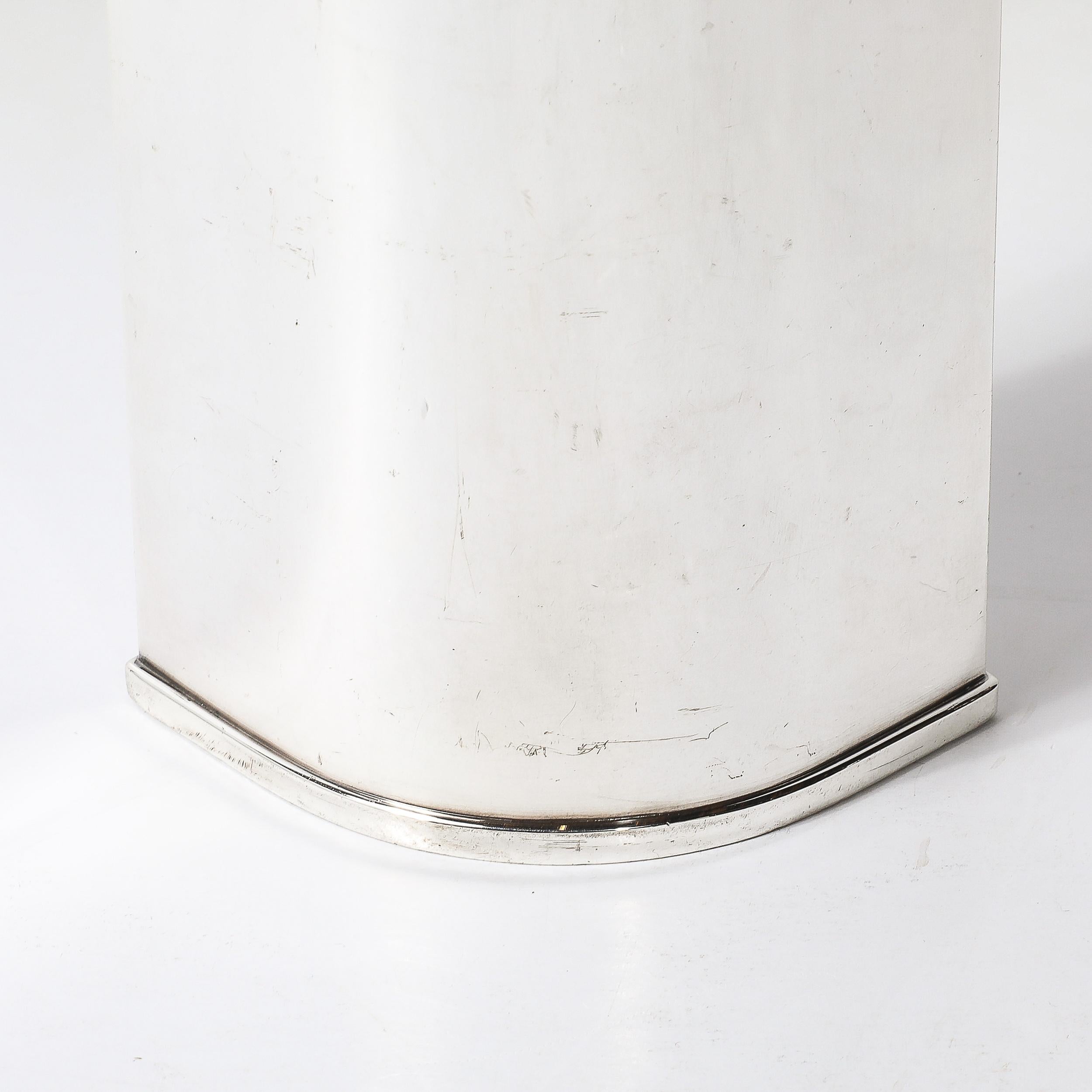 Mid-Century Modernist Silver Plate Ovoid Form Botanical Vase signed St. James For Sale 1