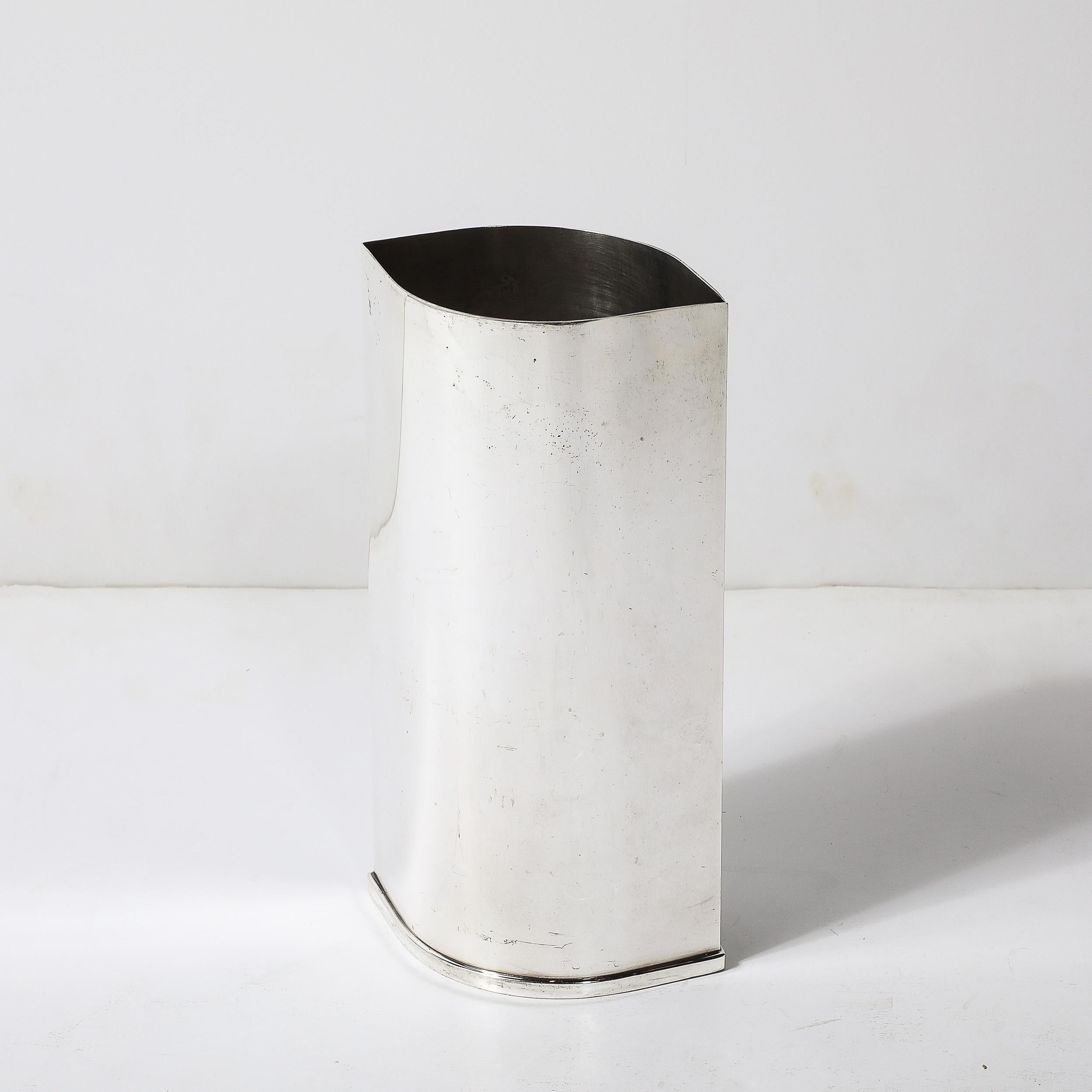Mid-Century Modernist Silver Plate Ovoid Form Botanical Vase signed St. James For Sale 2