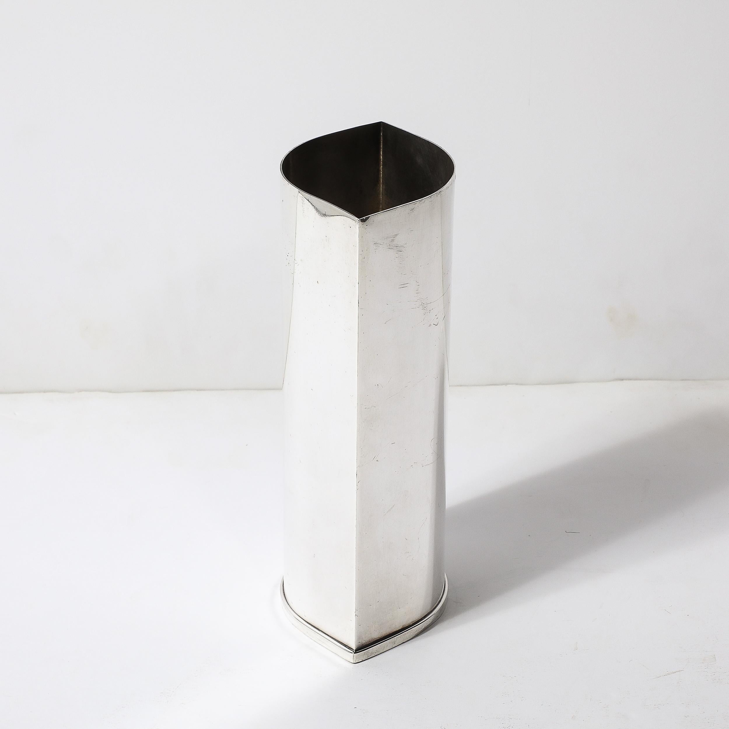 Mid-Century Modernist Silver Plate Ovoid Form Botanical Vase signed St. James For Sale 3
