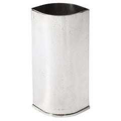 Mid-Century Modernist Silver Plate Ovoid Form Botanical Vase signed St. James