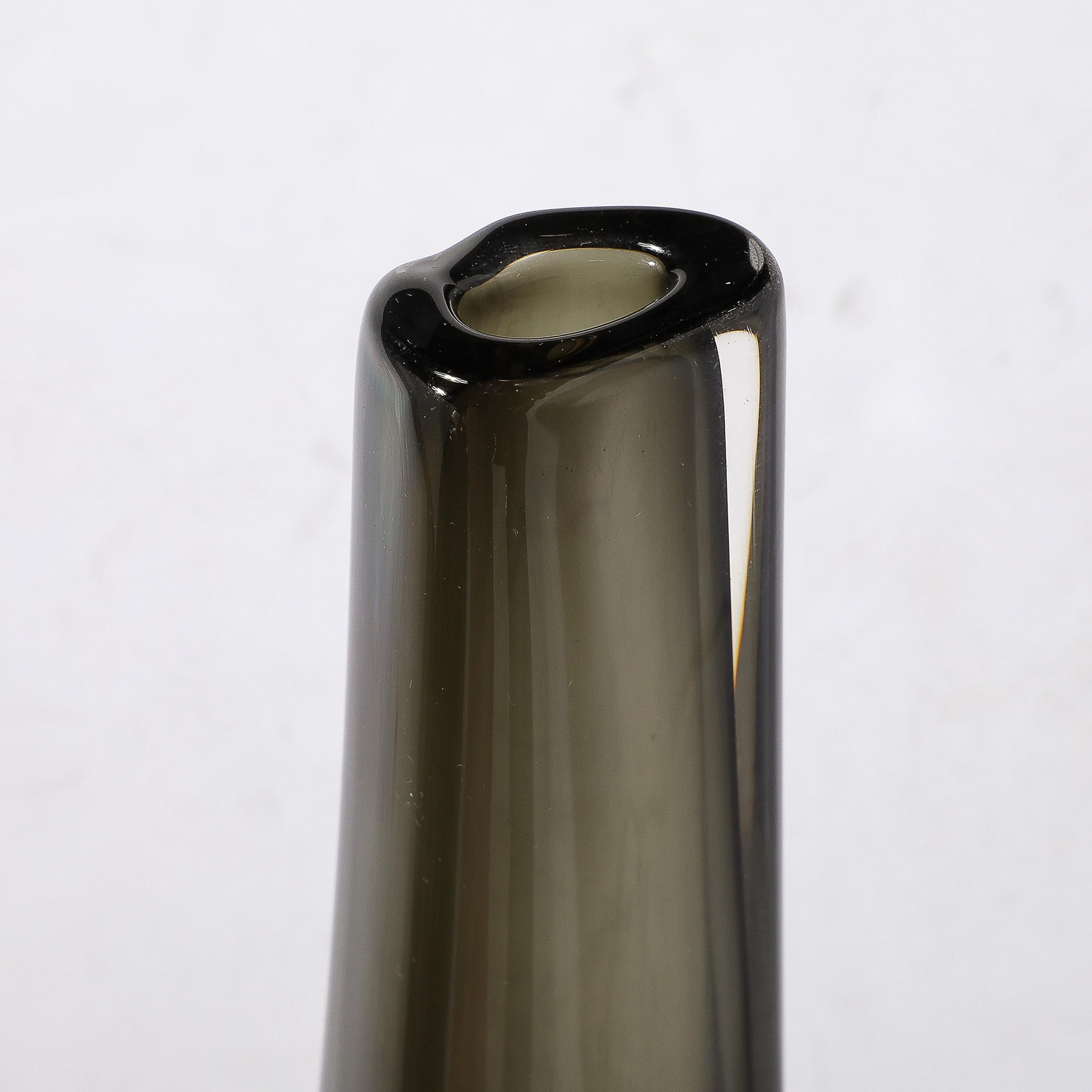 Mid-Century Modernist Slender Smoked Glass Vase by Nils Landberg for Orrefors For Sale 10