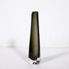 Mid-Century Modernist Slender Smoked Glass Vase by Nils Landberg for Orrefors