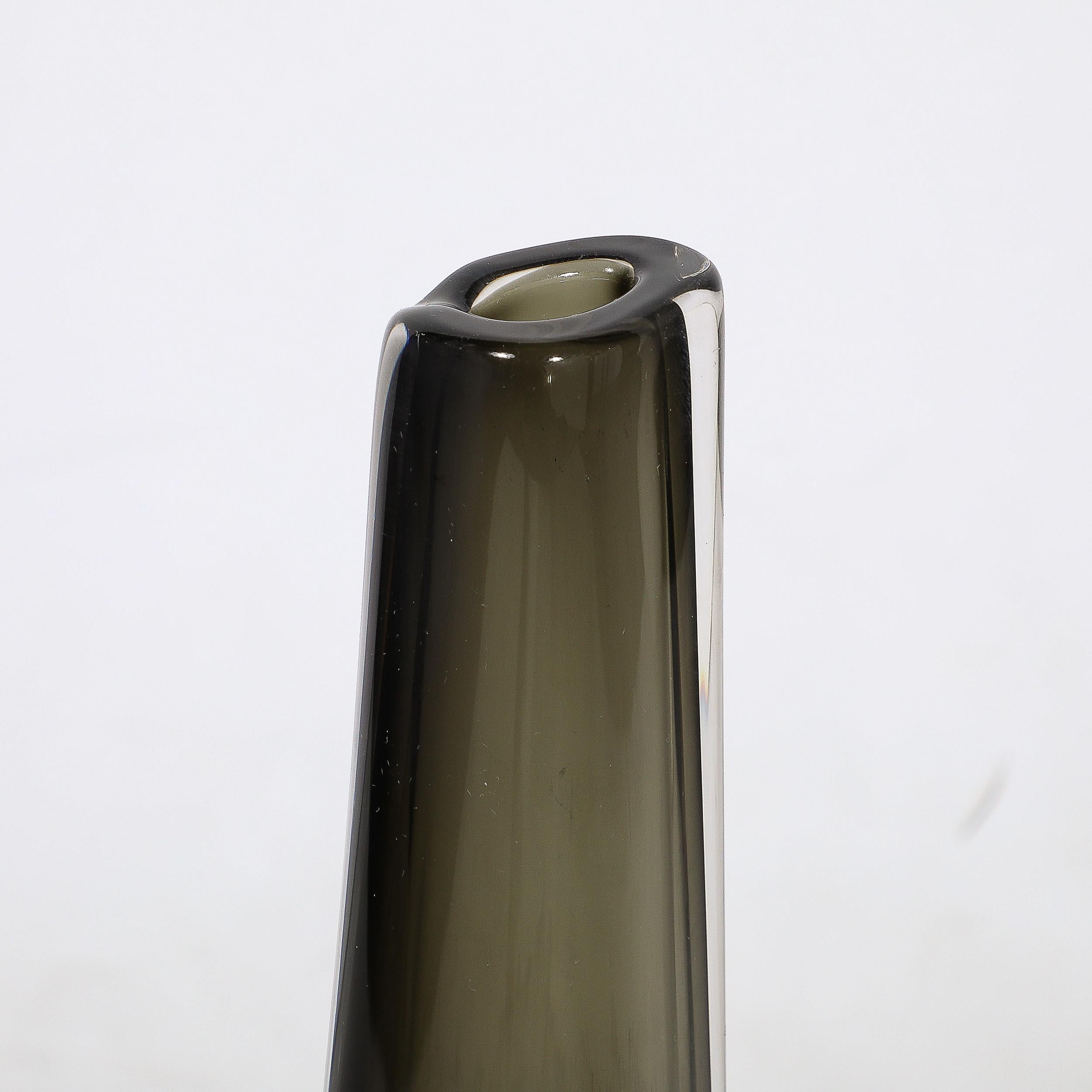 Mid-Century Modernist Slender Smoked Glass Vase by Nils Landberg for Orrefors In Excellent Condition For Sale In New York, NY