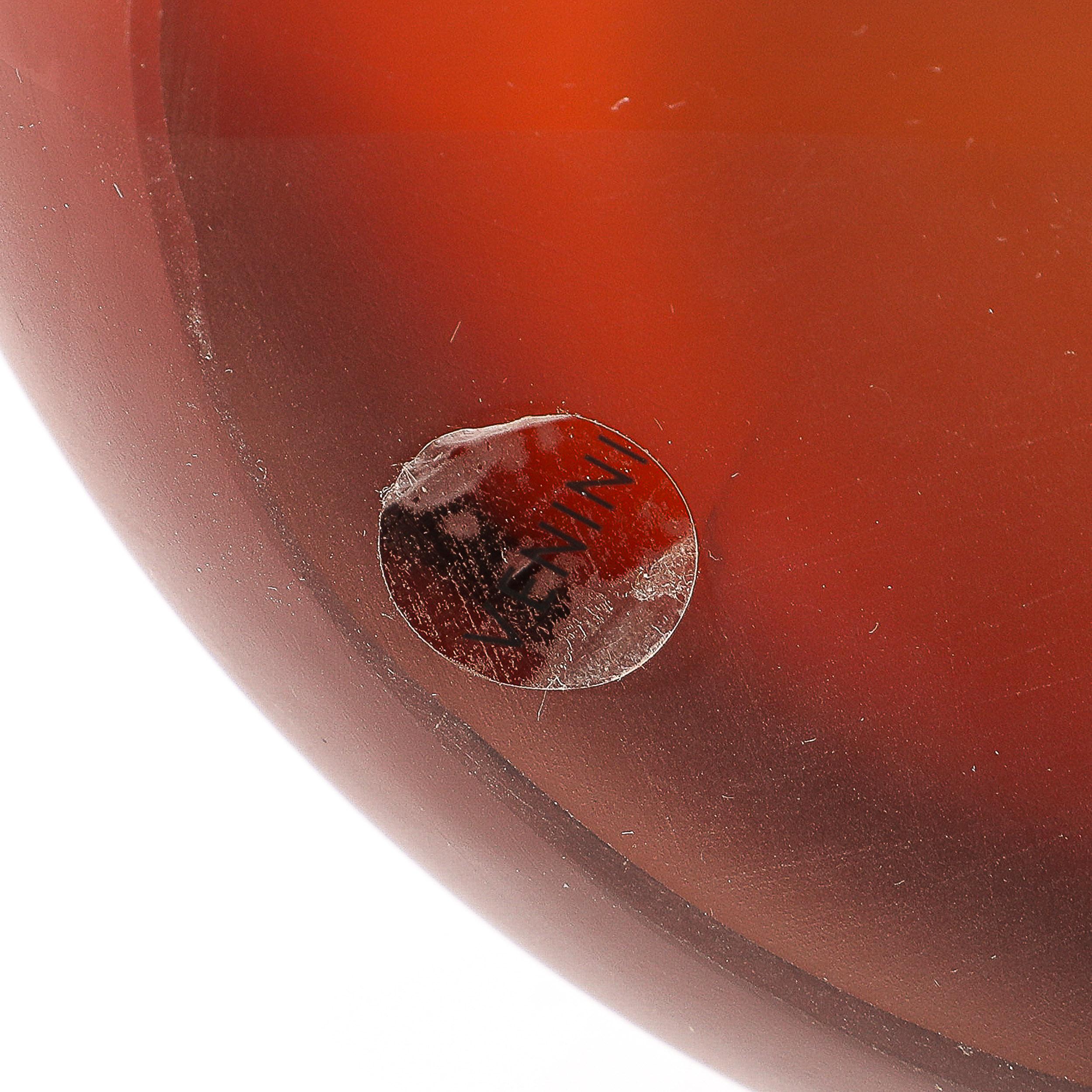 Vase aus mundgeblasenem Murano-Glas von Venini (Mitte des Jahrhunderts), Rauch-Bernstein im Angebot 5