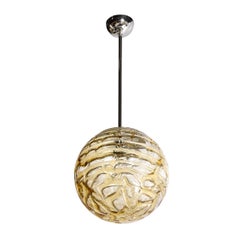 Lámpara colgante de cristal de Murano con bandas fundidas de ámbar ahumado modernista de mediados de siglo