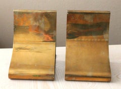 Mid Century Modernist Solid Brass Bookends. Sleek Timeless Decor Ben Seibel