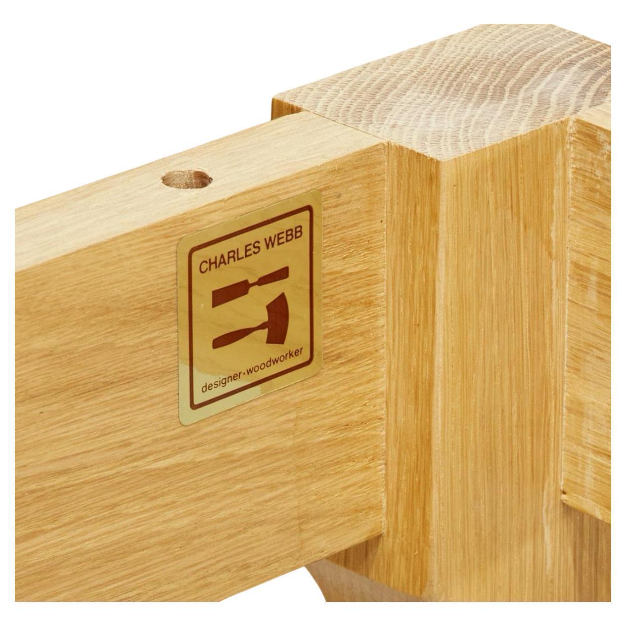 Mesa de comedor de granja de roble claro macizo modernista de mediados de siglo, de Charles Webb. Preciosa mesa de comedor rectangular de roble macizo. La mesa es de roble macizo, sin hojas ni extensiones. La parte superior tiene un revestimiento