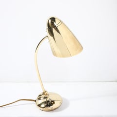 Mid-Century Modernist Space Age Polished Brass Table Lamp