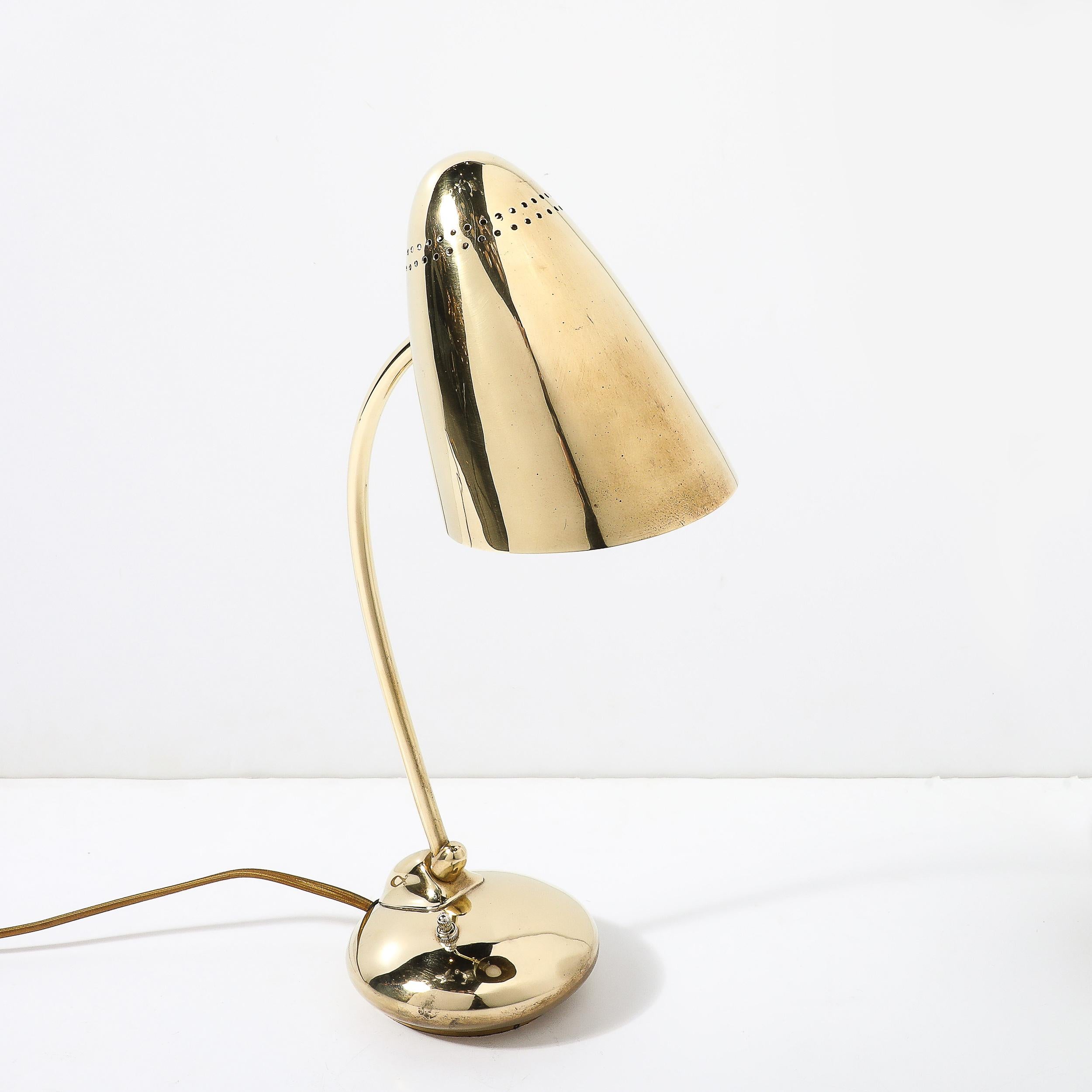 Mid-Century Modernist Space Age Polished Brass Table Lamp For Sale 1