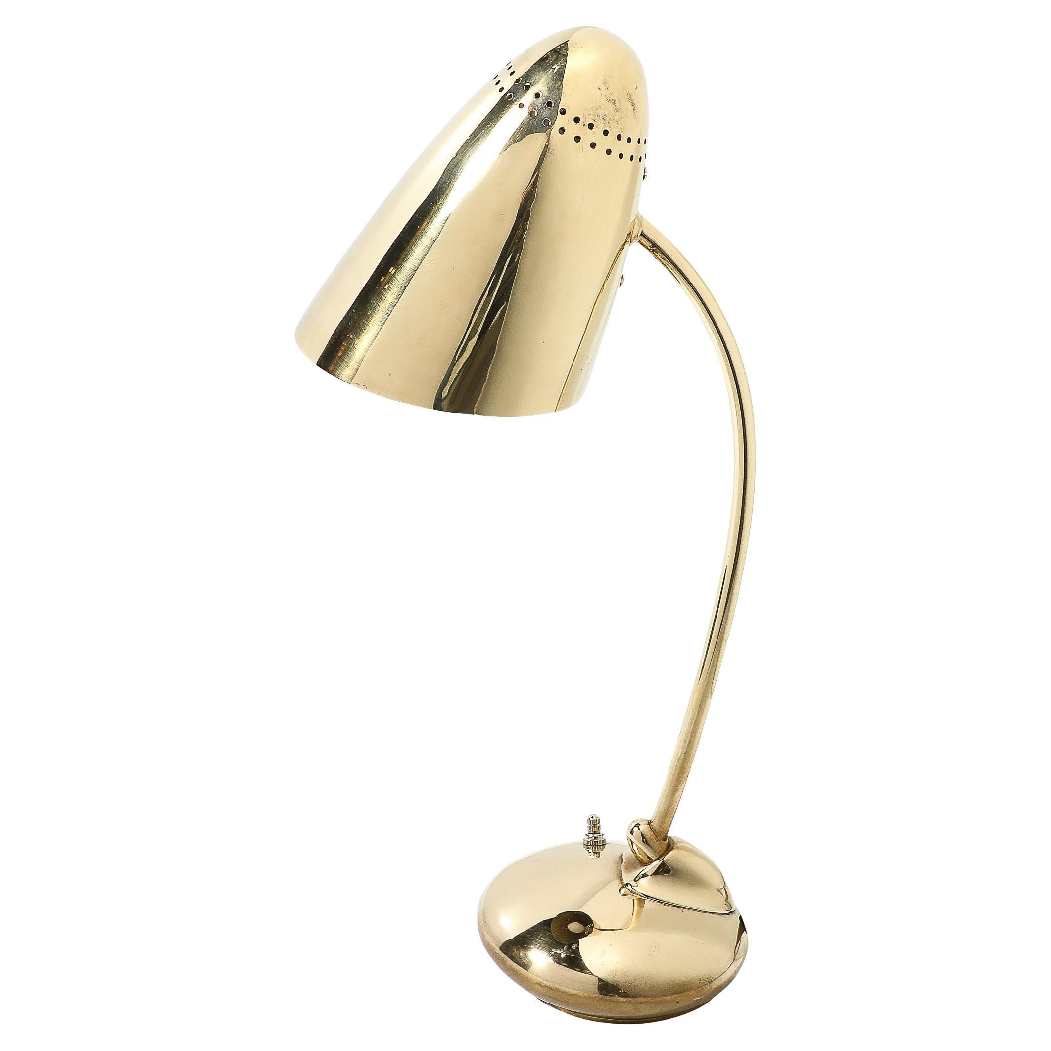 Mid-Century Modernist Space Age Polished Brass Table Lamp