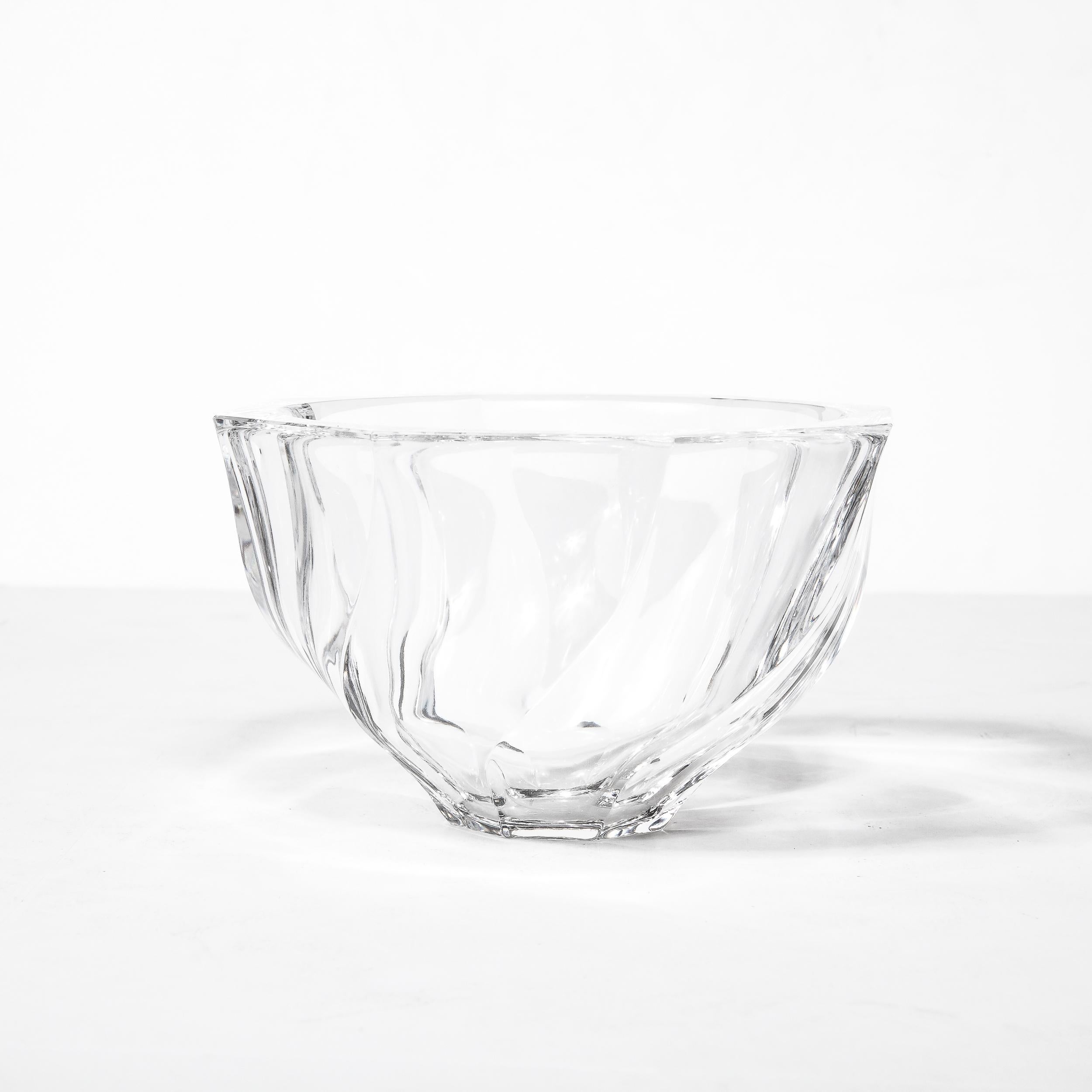 Mid-Century Modernist Spiral Form Crystal Bowl by Orrefors For Sale 3