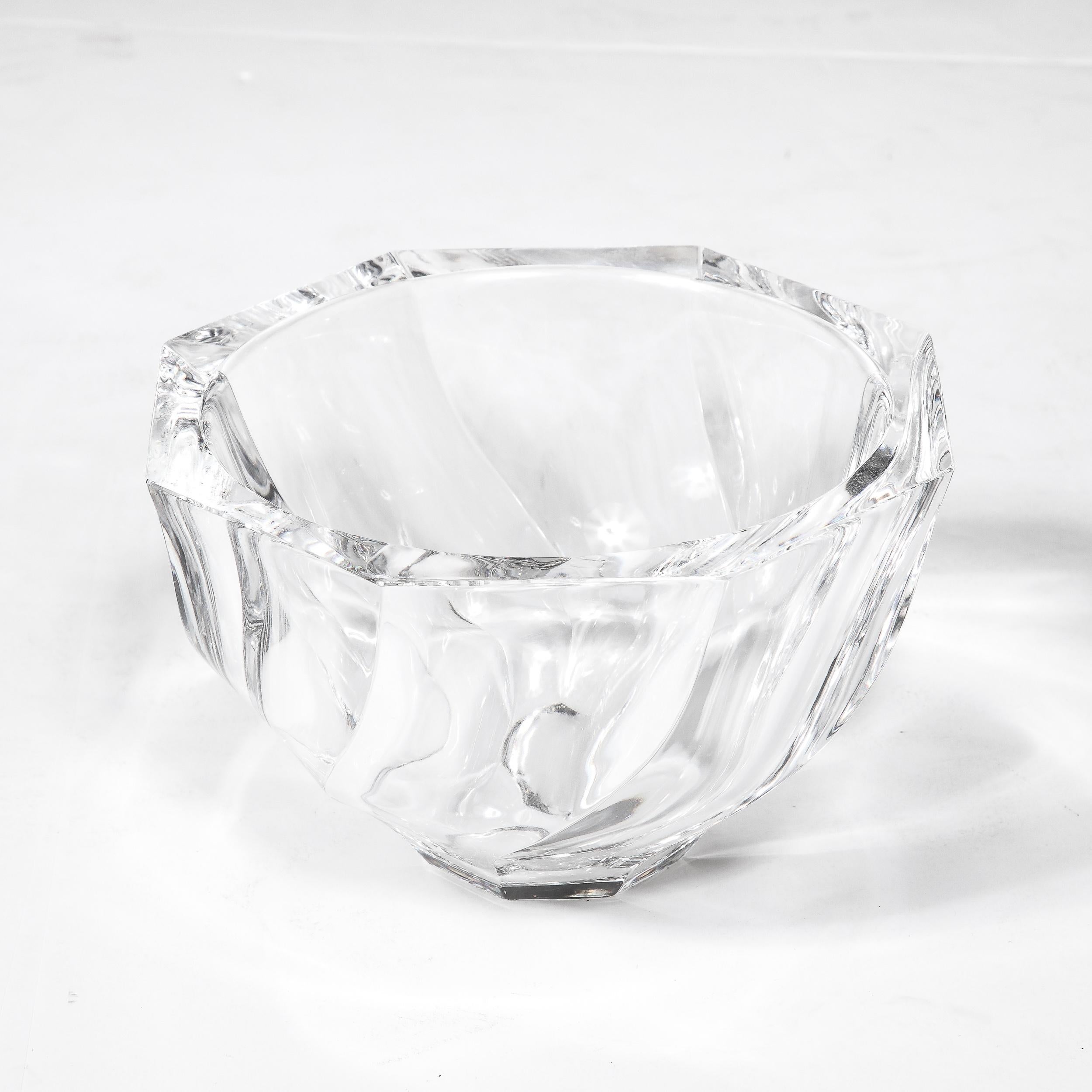 Swedish Mid-Century Modernist Spiral Form Crystal Bowl by Orrefors For Sale